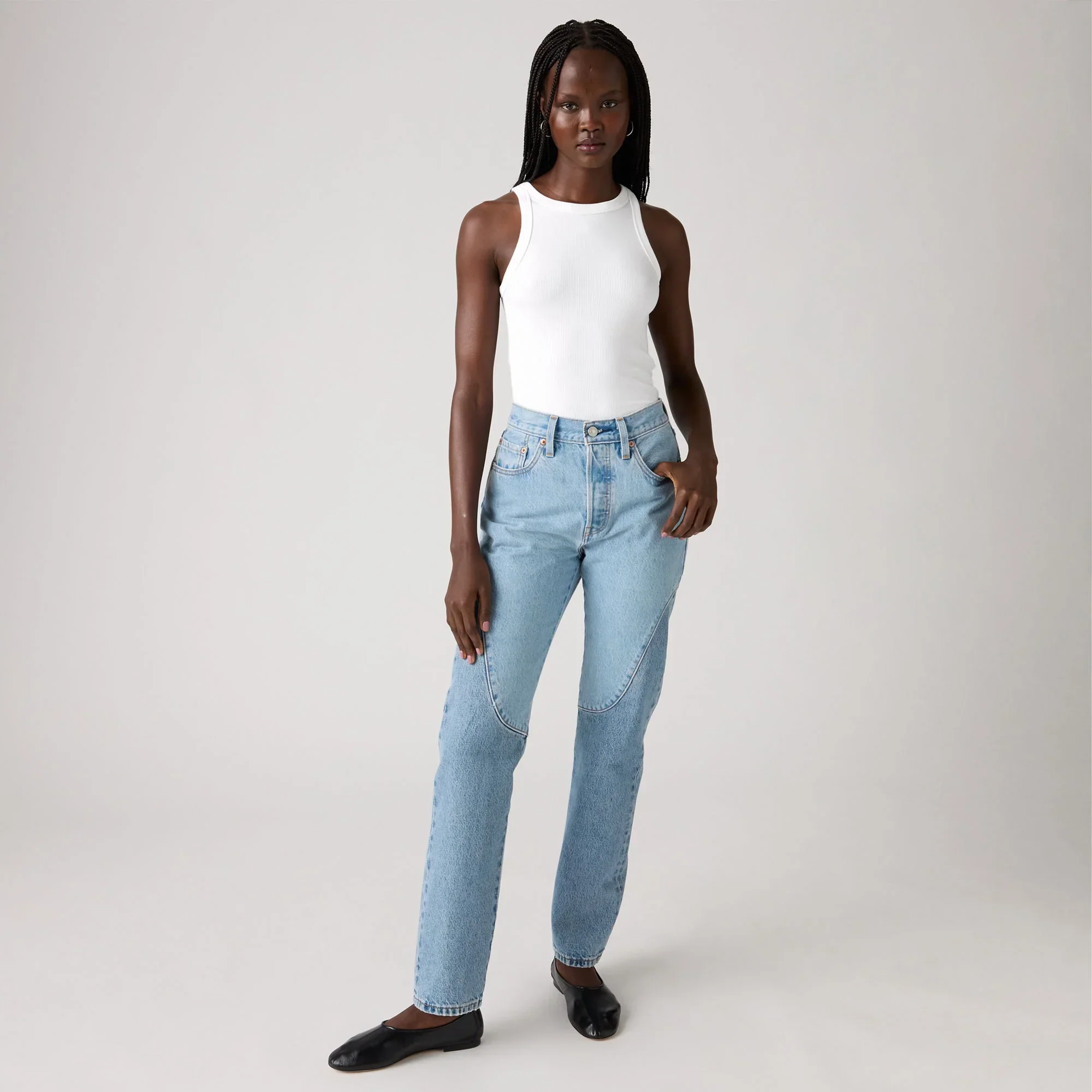 LEVI'S® WOMEN'S 501® ORIGINAL JEANS - MED INDIGO - WORN IN