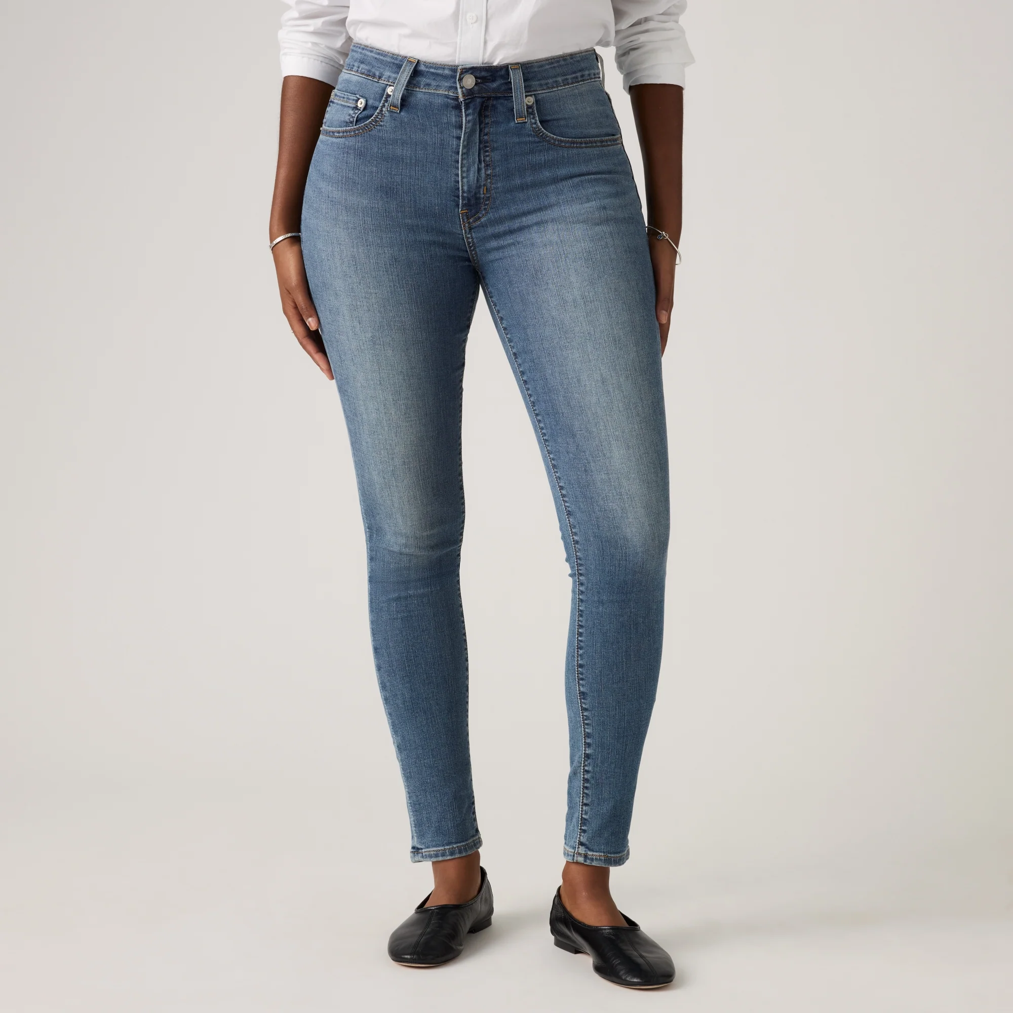 LEVI’S® WOMEN'S 721 HIGH-RISE SKINNY JEANS - MED INDIGO - WORN IN - Image 5