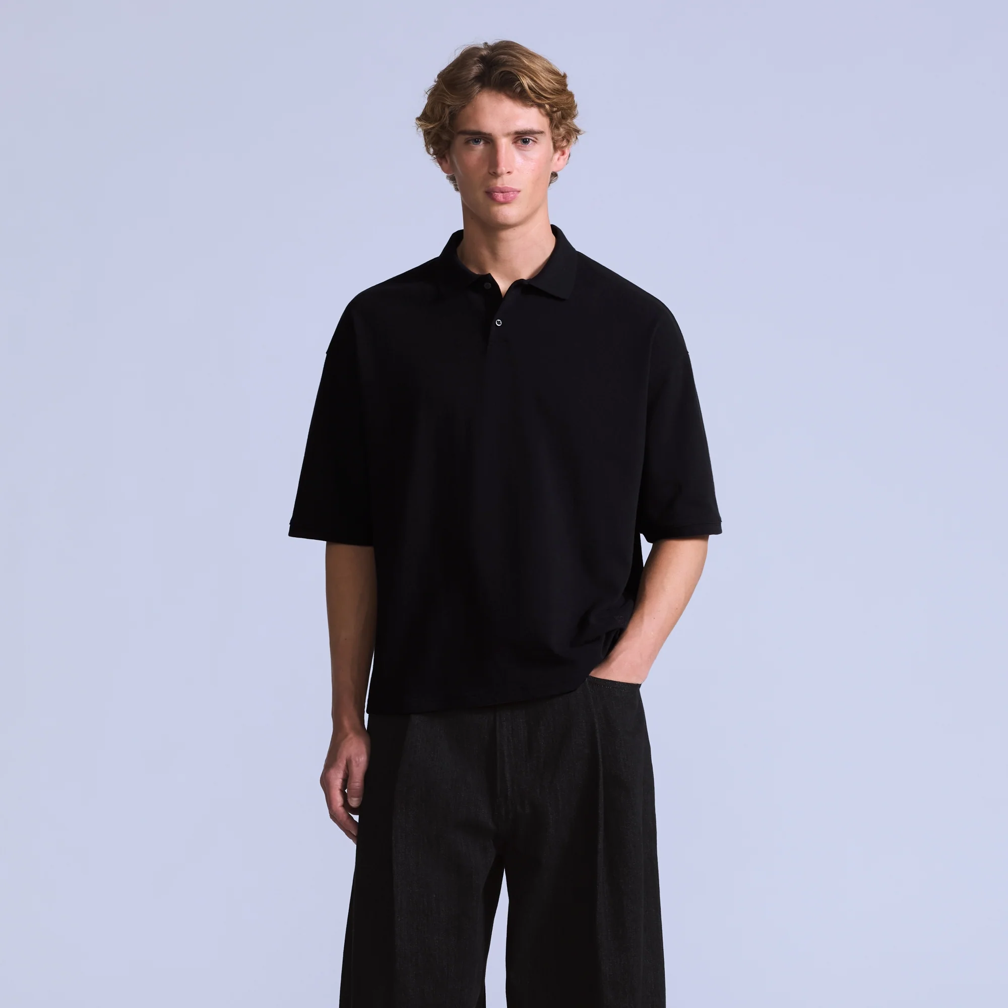 LEVI'S® BLUE TAB™ MEN'S CROPPED POLO - BLACK - Image 2