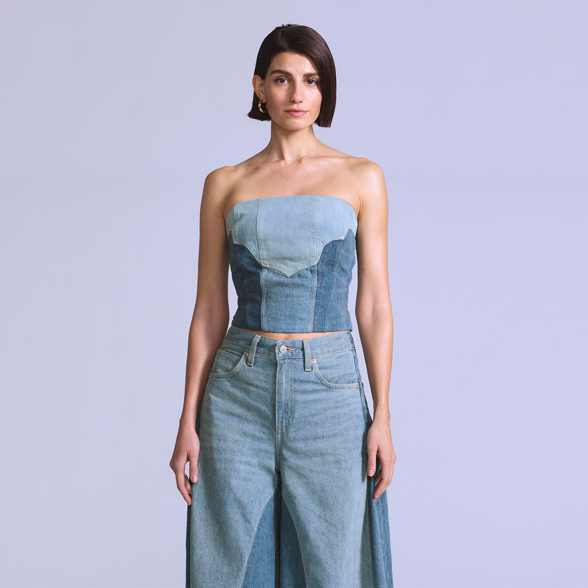 LEVI'S® BLUE TAB™ WOMEN'S ROPER BUSTIER - MED INDIGO - FLAT FINISH - Image 2
