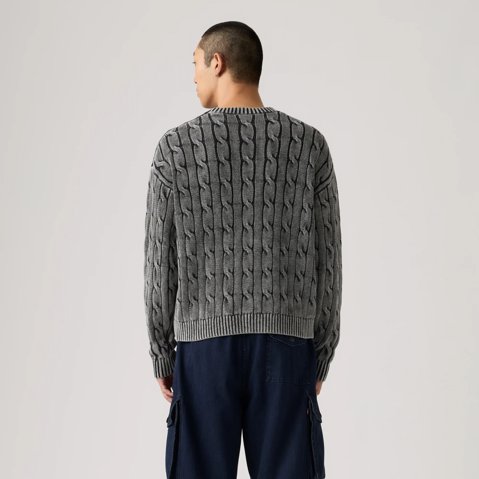 LEVI'S® MEN'S CARMEL CABLE CREW SWEATER - BLACK - Image 3