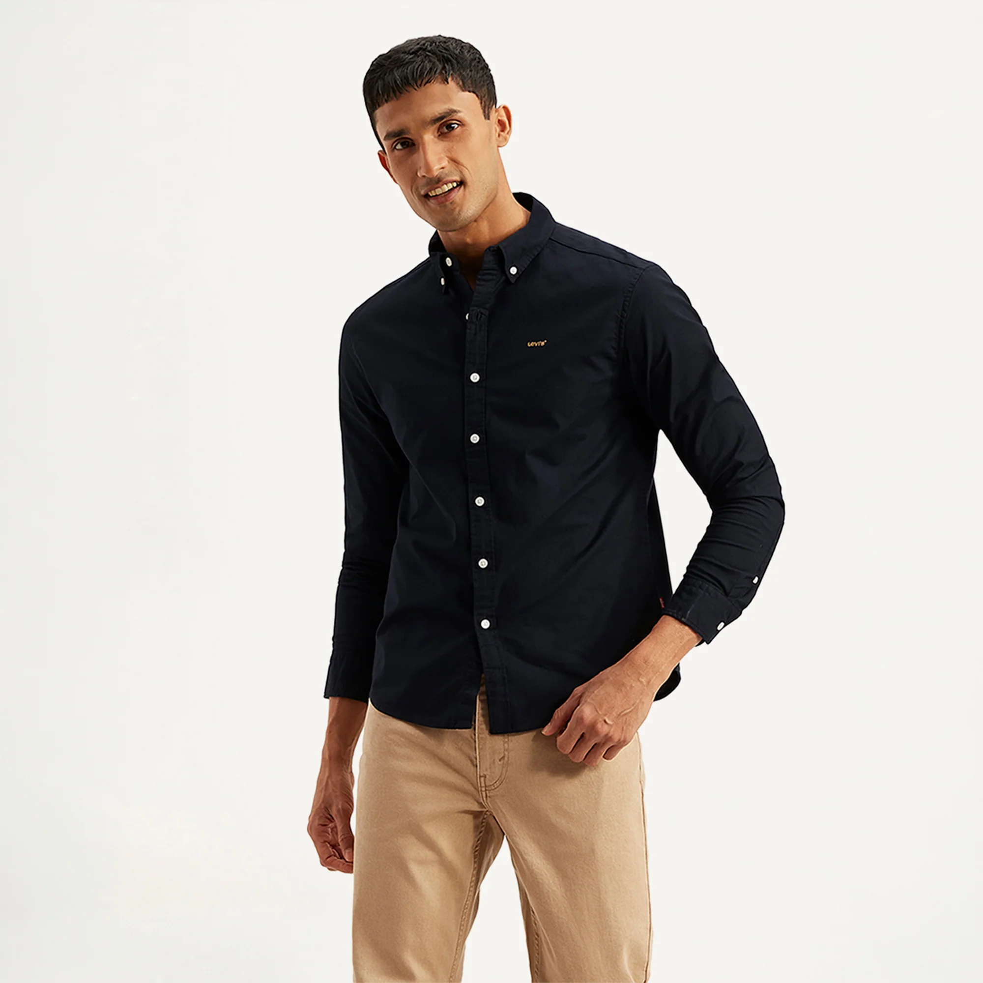 LEVI'S® MEN'S CHECKERED SLIM FIT OXFORD SHIRT - BLACK