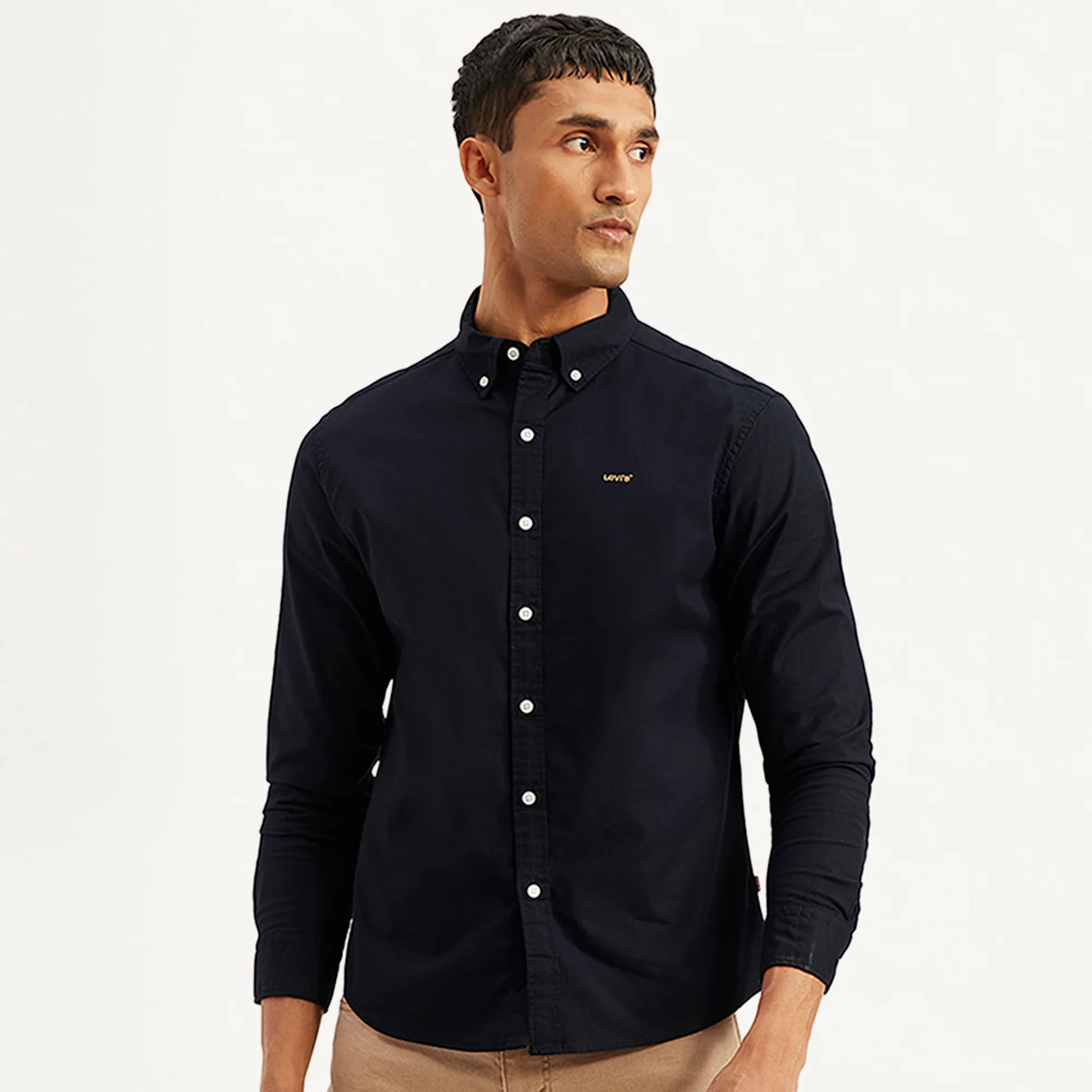 LEVI'S® MEN'S CHECKERED SLIM FIT OXFORD SHIRT - BLACK - Image 2