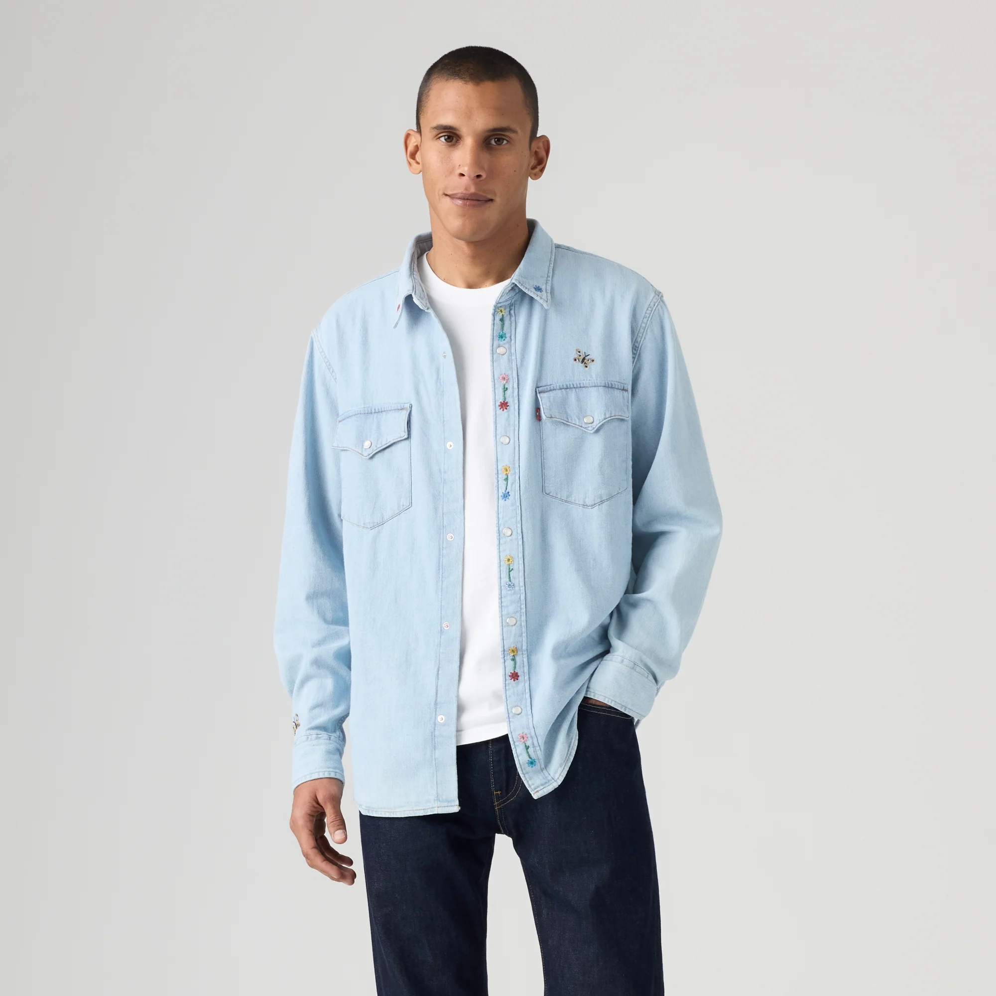 LEVI'S® MEN'S RELAXED FIT WESTERN SHIRT - MED INDIGO - FLAT FINISH - Image 2