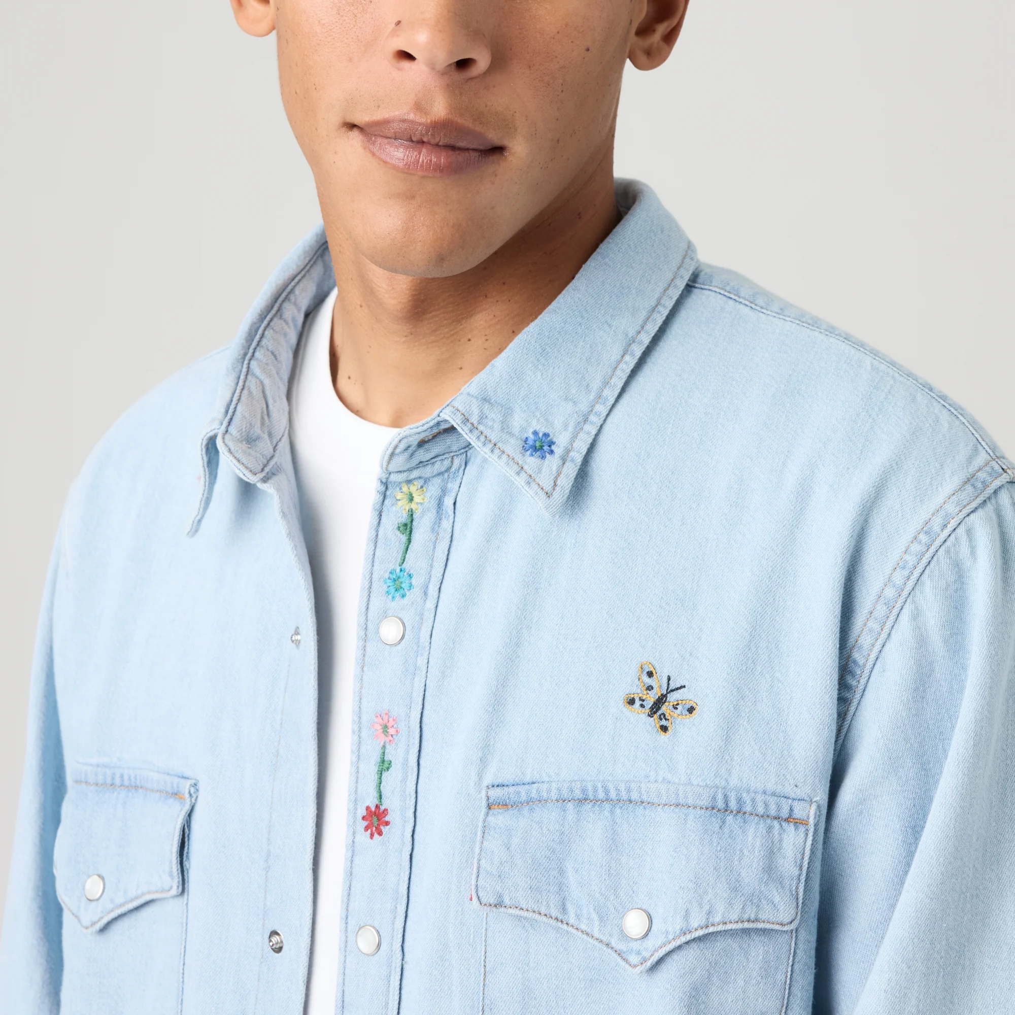 LEVI'S® MEN'S RELAXED FIT WESTERN SHIRT - MED INDIGO - FLAT FINISH - Image 4
