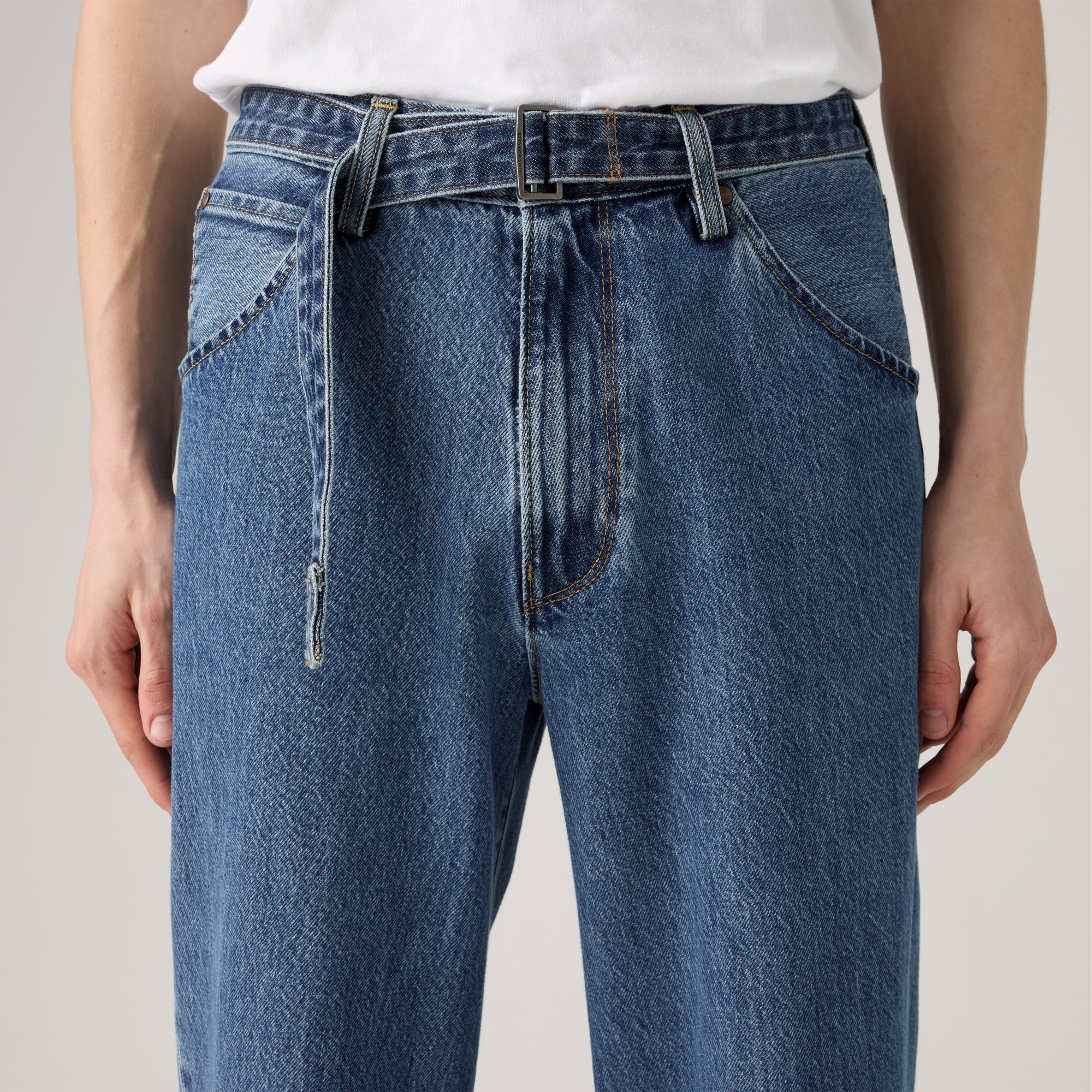 LEVI'S® MEN'S TWISTED BAGGY WIDE JEANS - MED INDIGO - WORN IN - Image 5