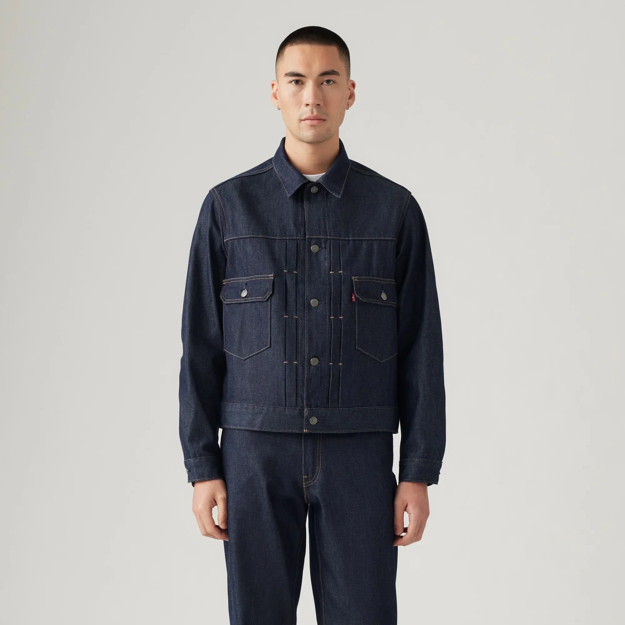 LEVI'S® WELLTHREAD® MEN'S TYPE II TRUCKER JACKET - DARK INDIGO - FLAT FINISH - Image 4