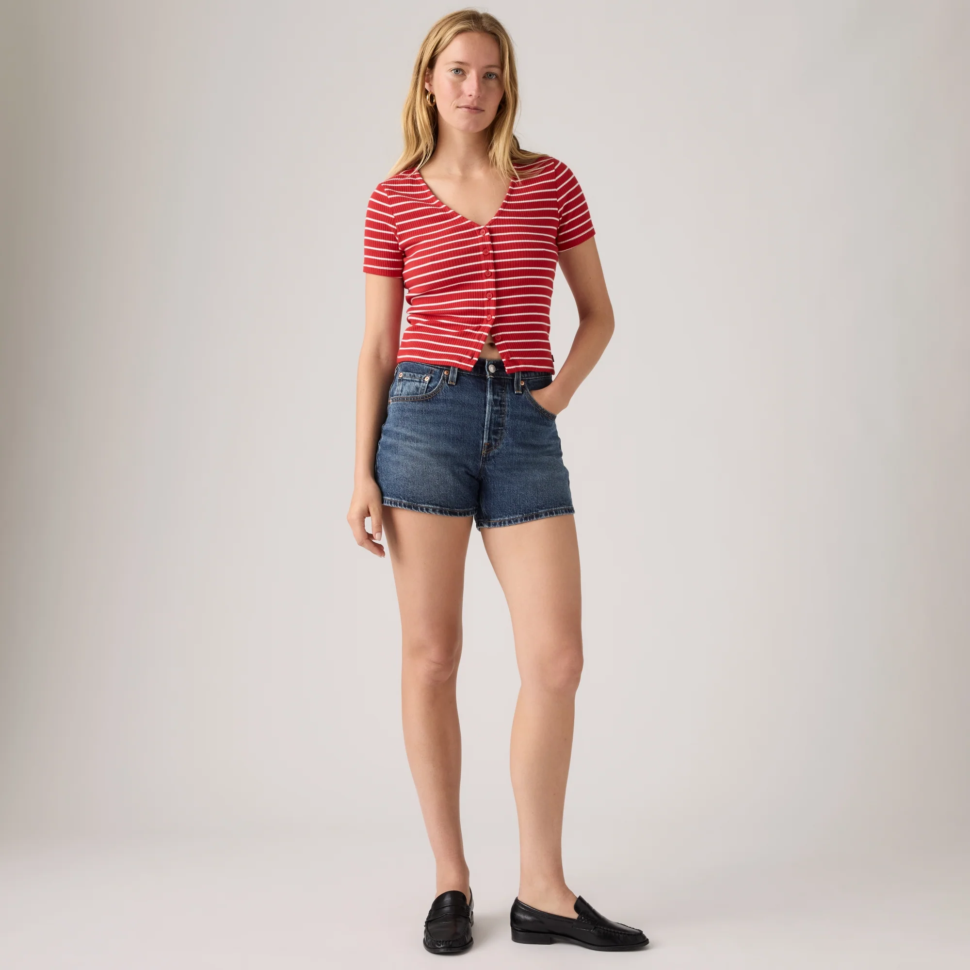 LEVI'S® WOMEN'S 501® CURVE SHORTS - DARK INDIGO WORN IN - Image 2