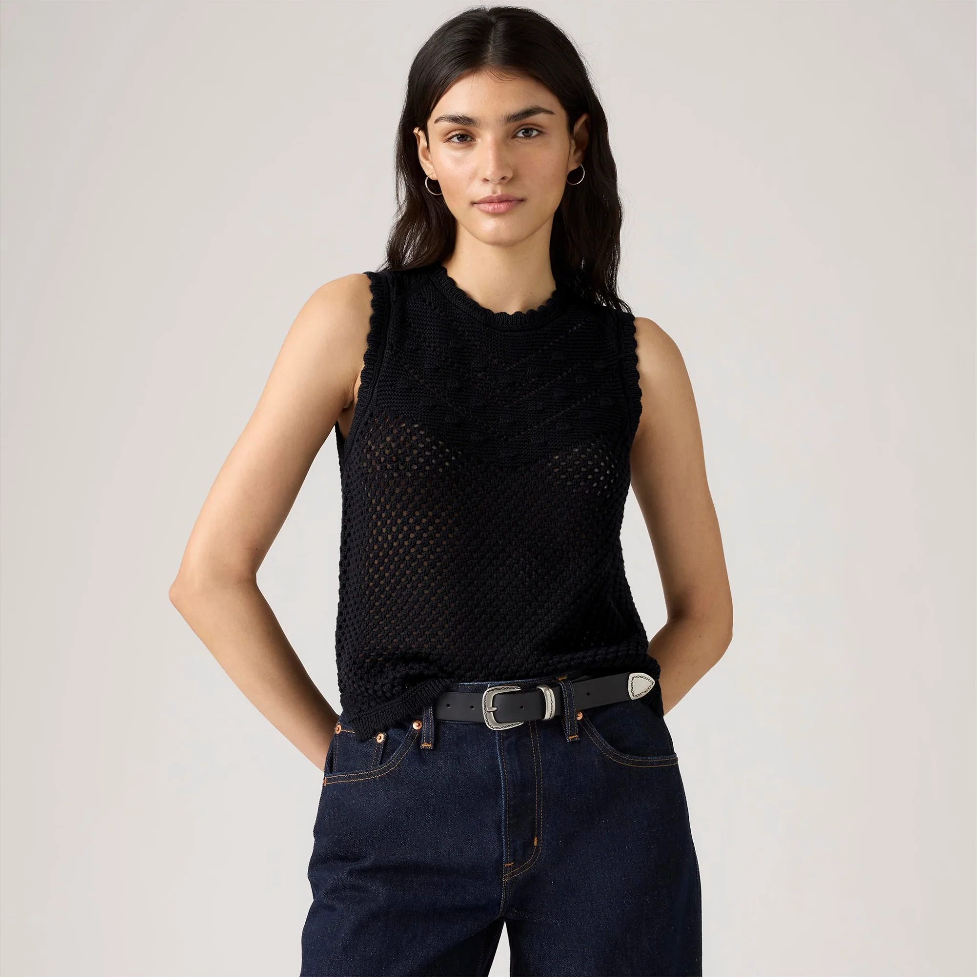 LEVI'S® WOMEN'S ADRIENNE CROCHET TANK - BLACK - Image 2