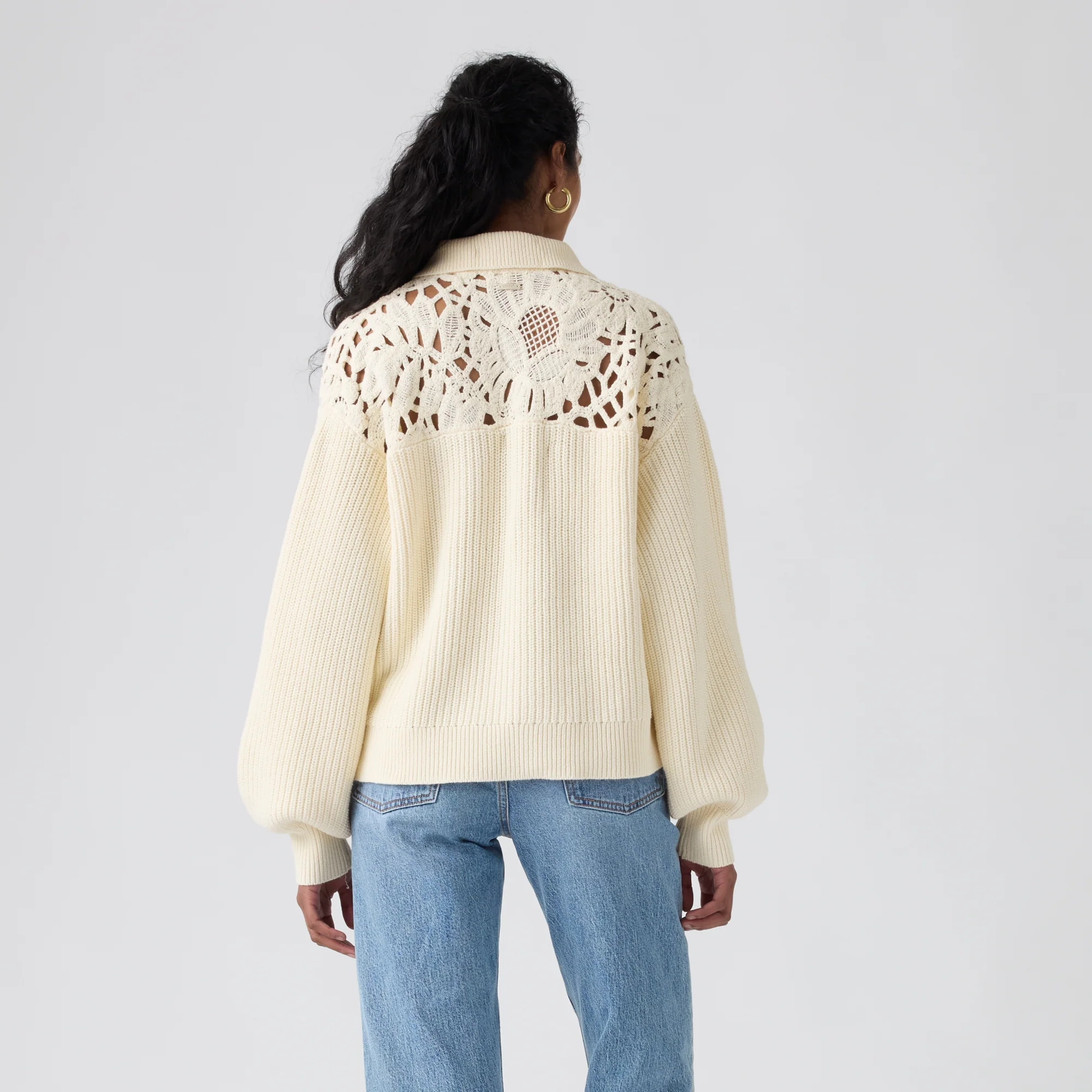LEVI'S® WOMEN'S BIANCA CROCHET POLO SWEATER - NEUTRAL - Image 3