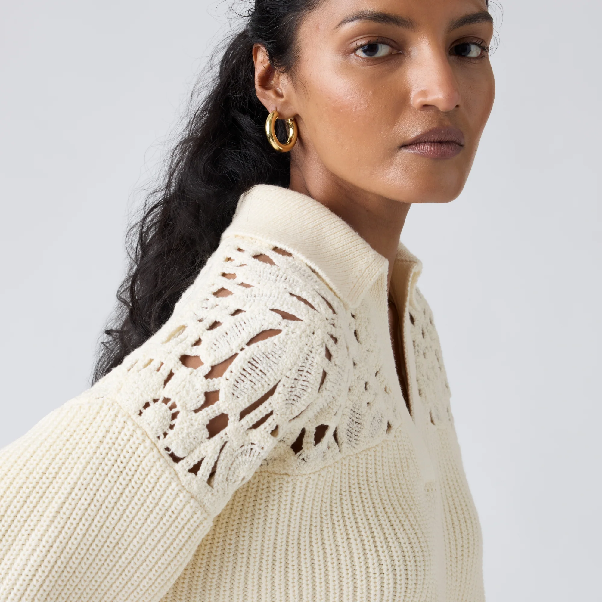 LEVI'S® WOMEN'S BIANCA CROCHET POLO SWEATER - NEUTRAL - Image 4