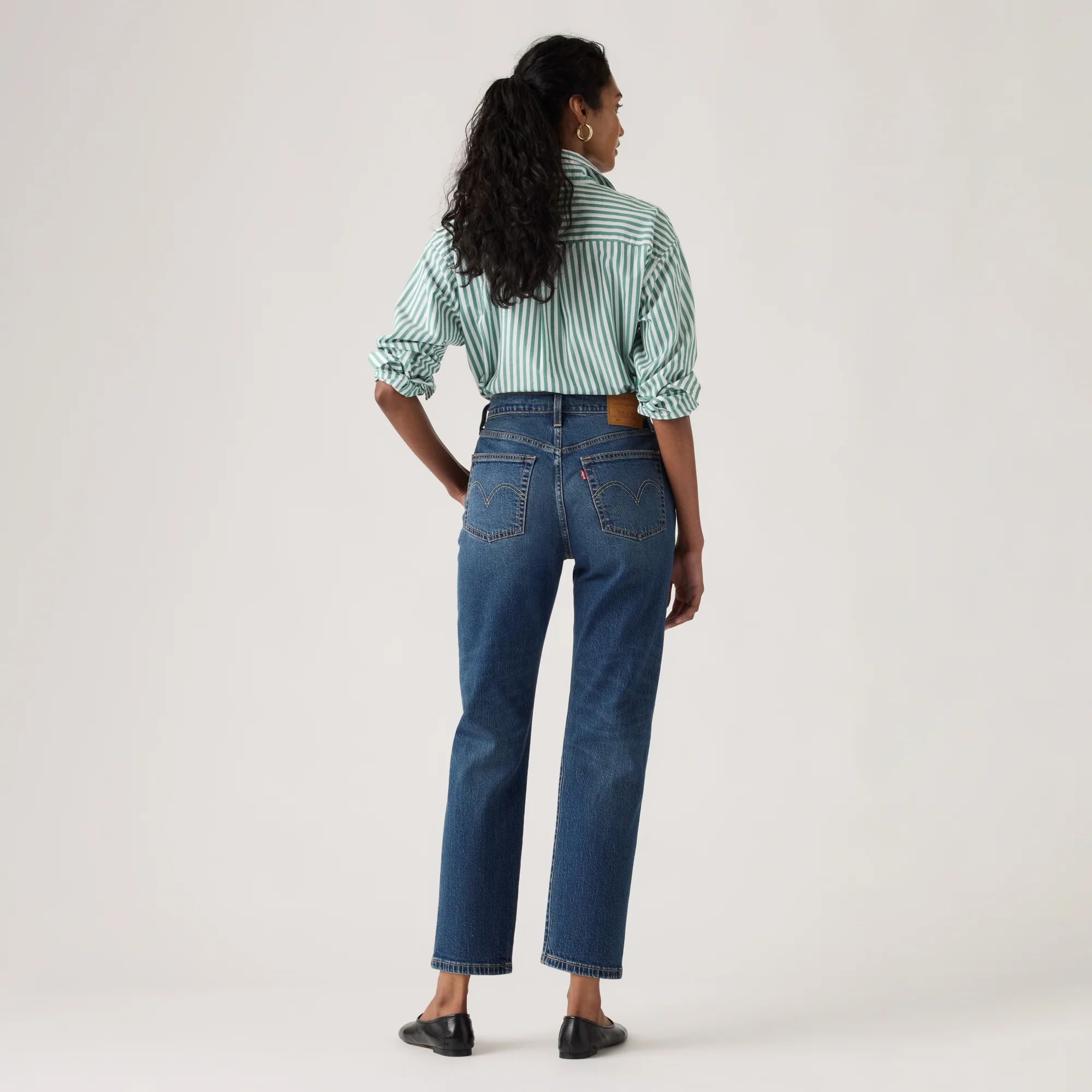 LEVI'S® WOMEN'S CROPPED 501 ORIGINAL® JEANS - MED INDIGO - WORN IN - Image 3
