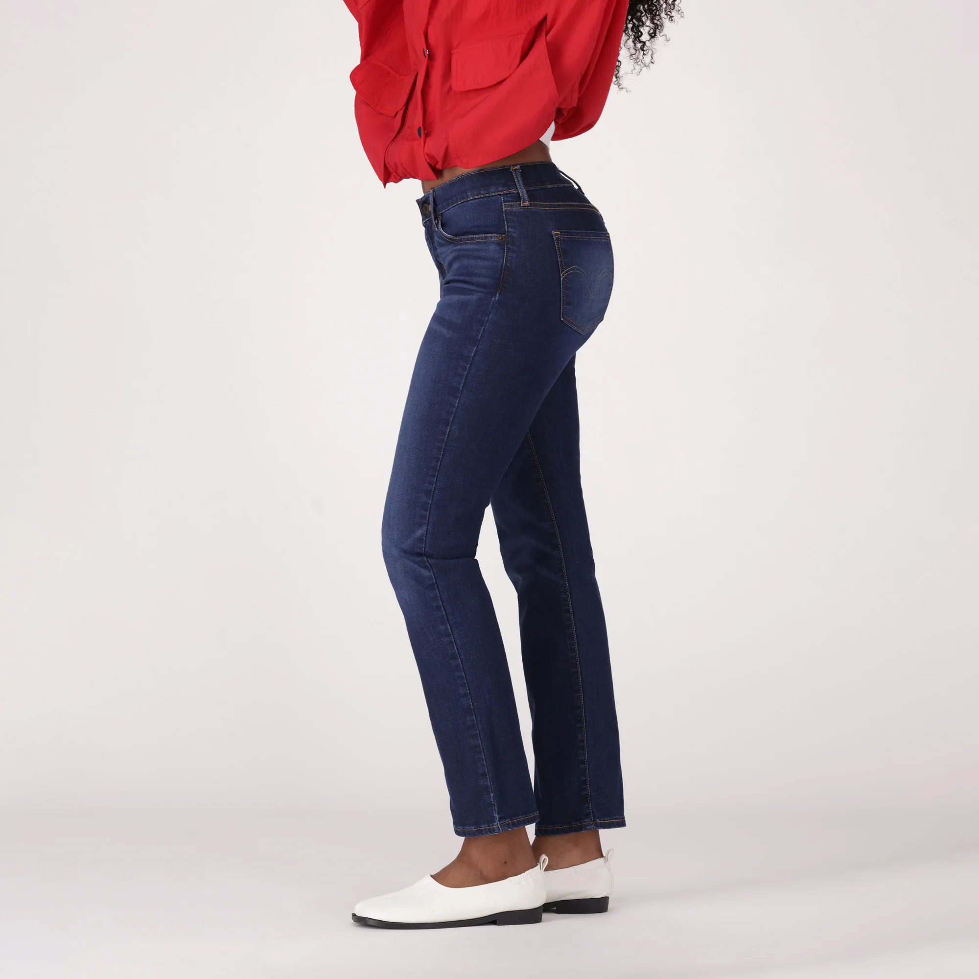 LEVI'S® WOMEN'S CURVY STRAIGHT  - DARK INDIGO - WORN IN - Image 4