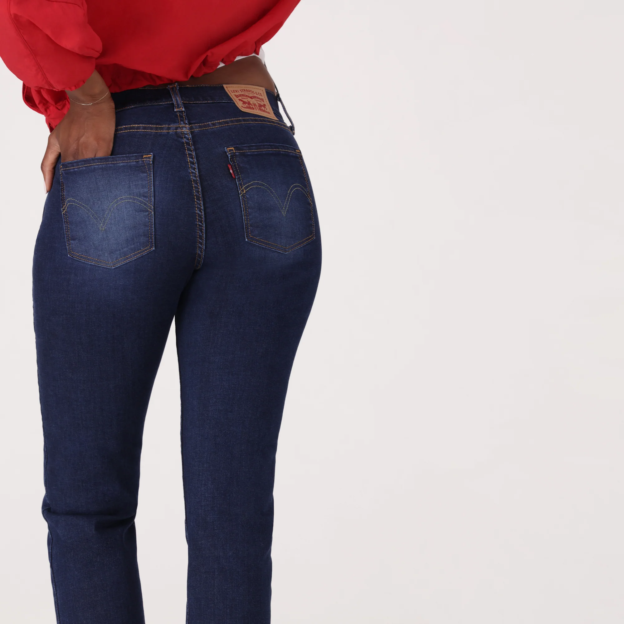 LEVI'S® WOMEN'S CURVY STRAIGHT  - DARK INDIGO - WORN IN - Image 5