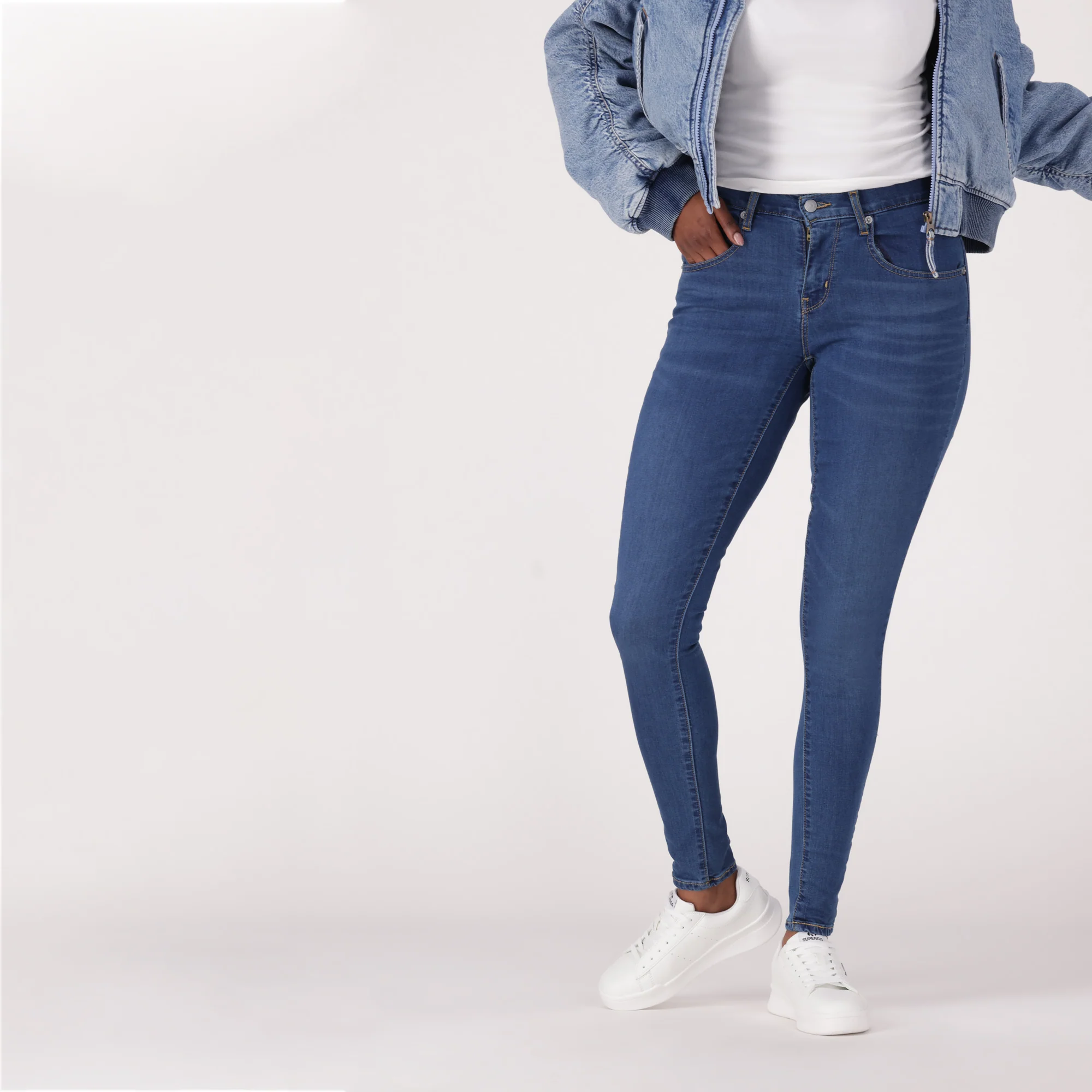 LEVI'S® WOMEN'S CURVY  SUPER SKINNY  - DARK INDIGO  WORN IN - Image 2