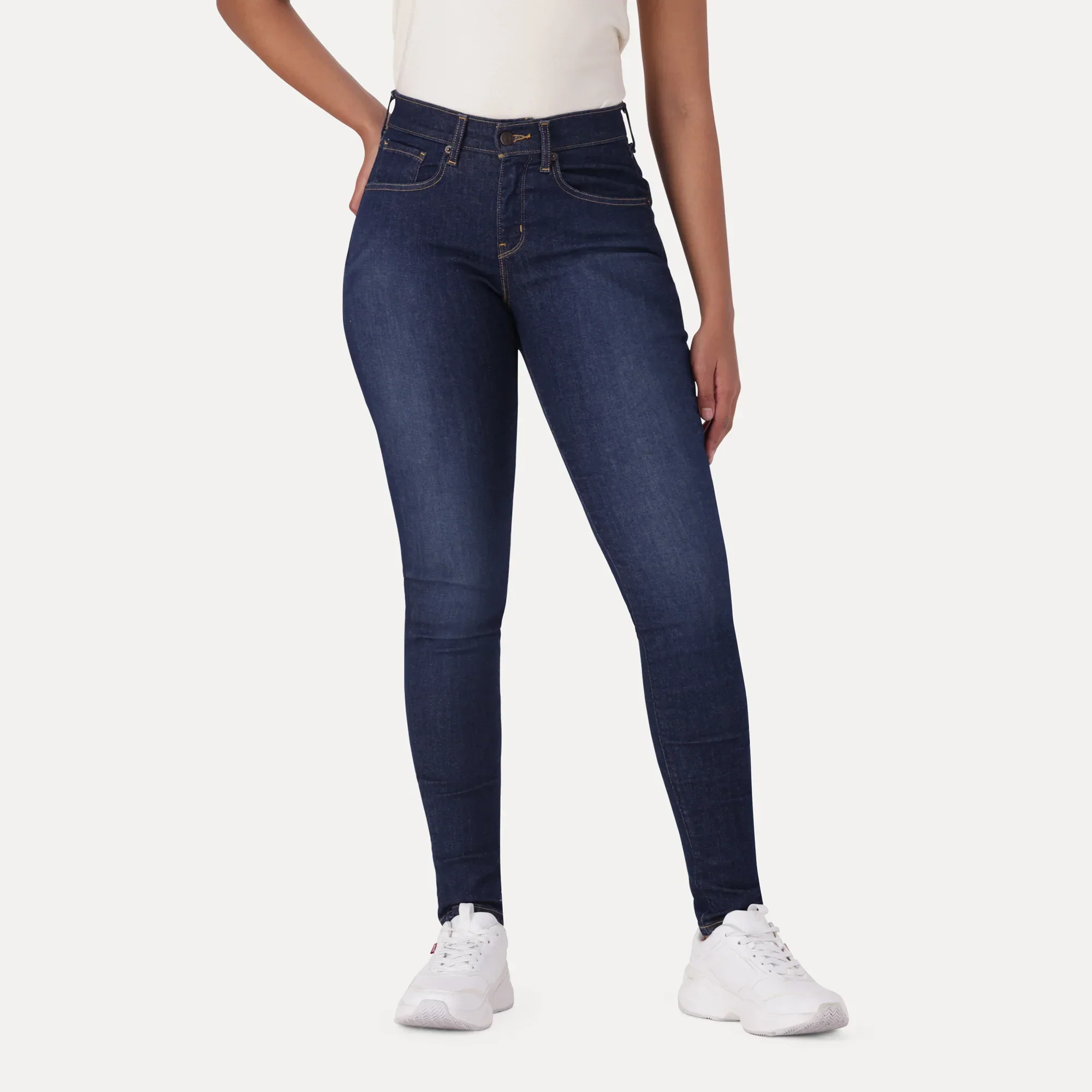 LEVI'S® WOMEN'S CURVY SUPER SKINNY - MED INDIGO - WORN IN - Image 2