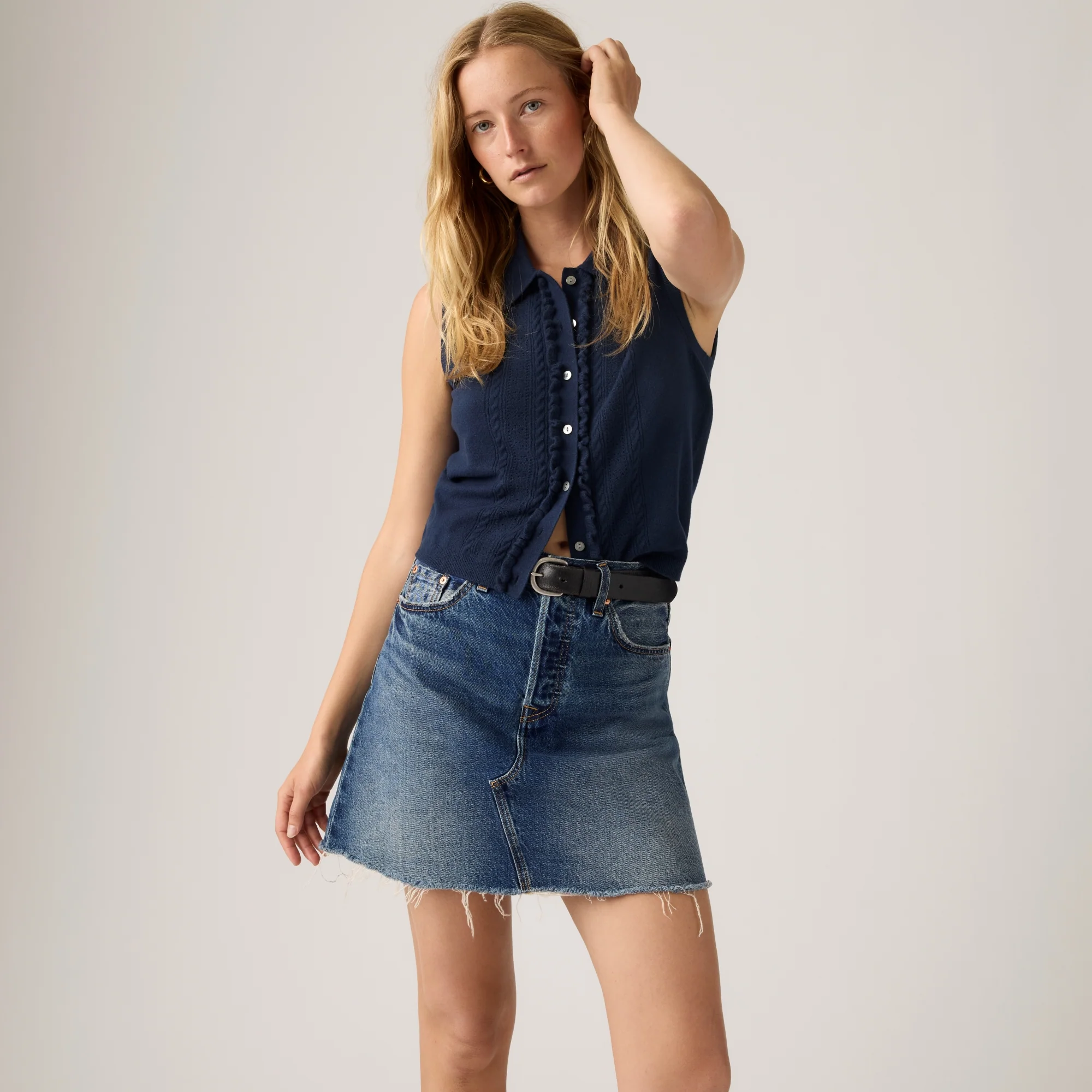 LEVI'S® WOMEN'S DECONSTRUCTED SKIRT - DARK INDIGO WORN IN