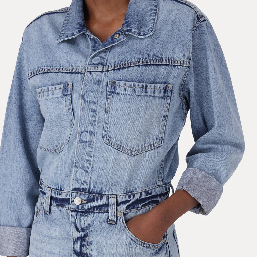 LEVI'S® WOMEN'S DENIM MIDI SHIRT DRESS - MED INDIGO - WORN IN - Image 4