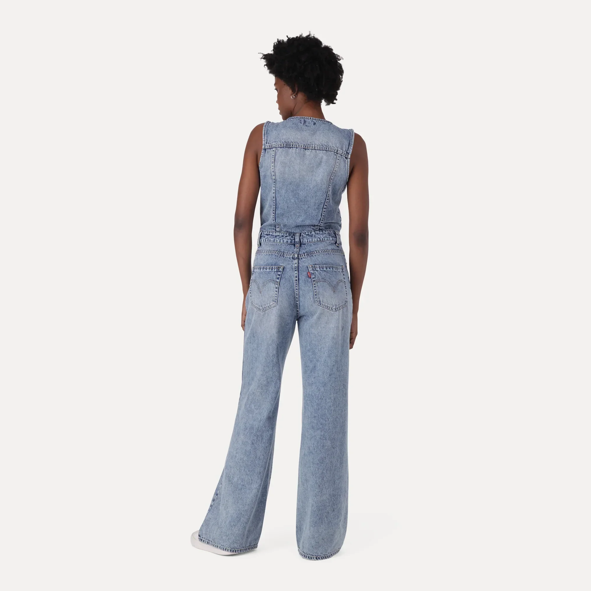 LEVI'S® WOMEN'S DENIM WIDE-LEG JUMPSUIT - MED INDIGO - WORN IN - Image 6