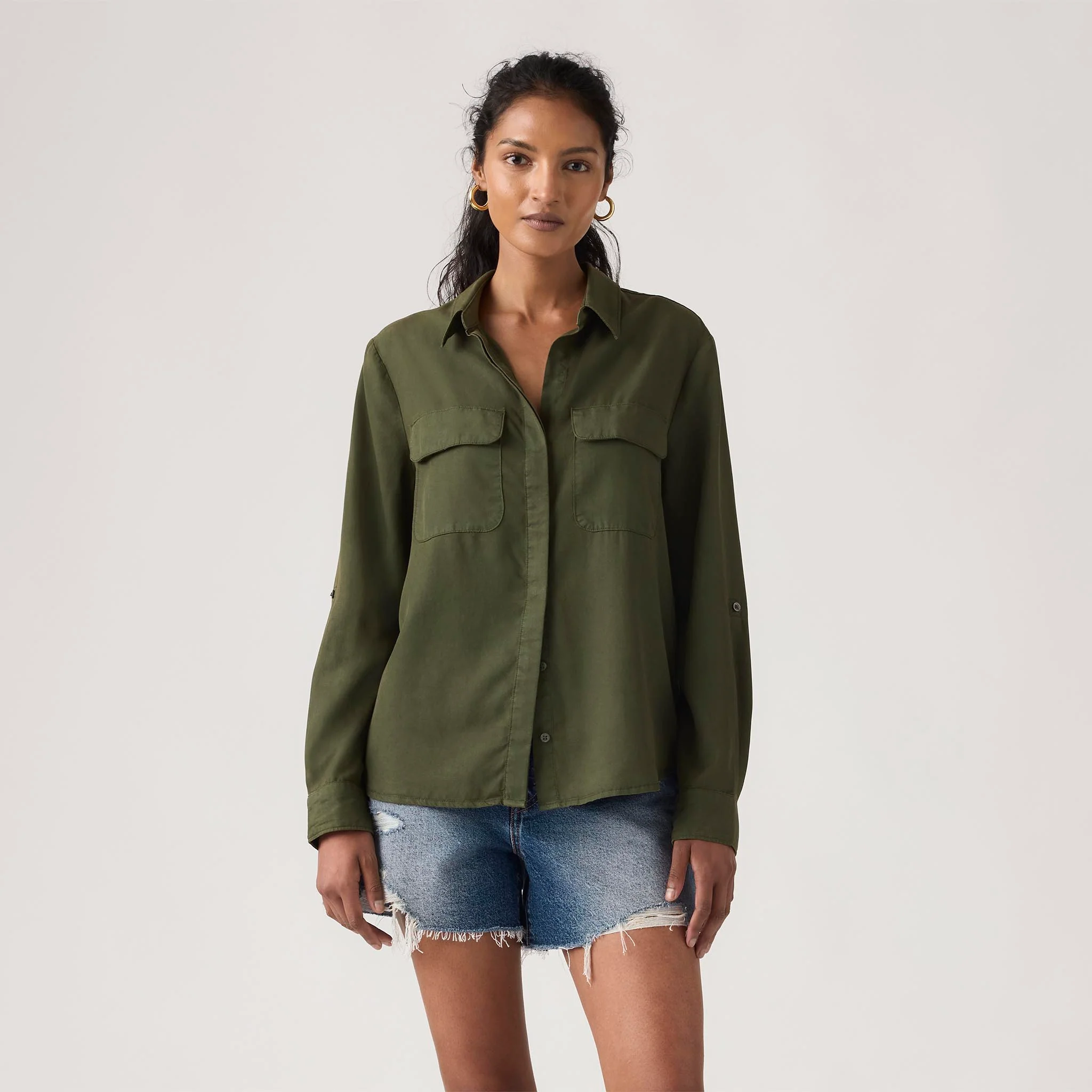 LEVI'S® WOMEN'S ELAINE UTILITY SHIRT - GREEN - Image 2