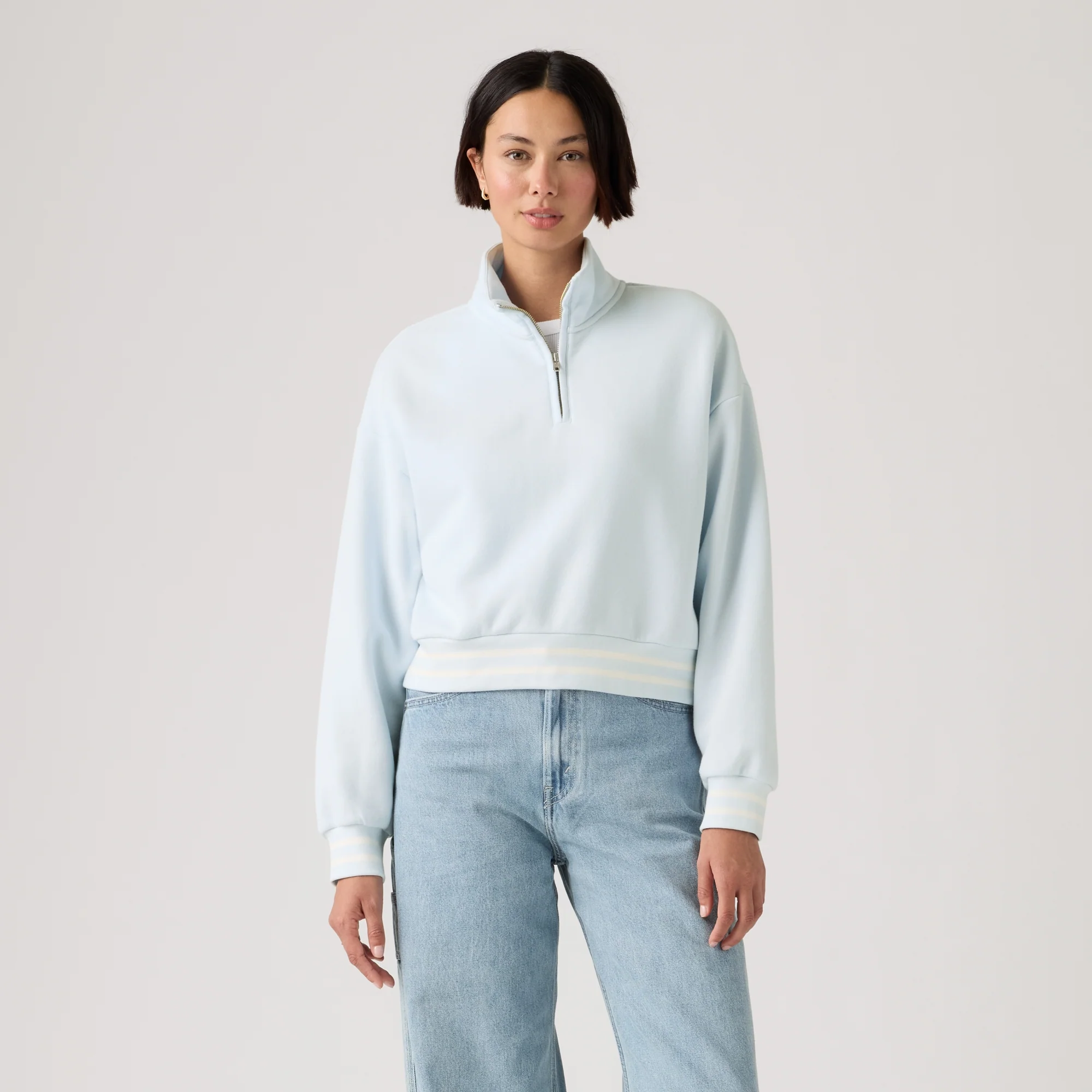 LEVI'S® WOMEN'S EVERYDAY QUARTER ZIP SWEATSHIRT - BLUE - Image 2