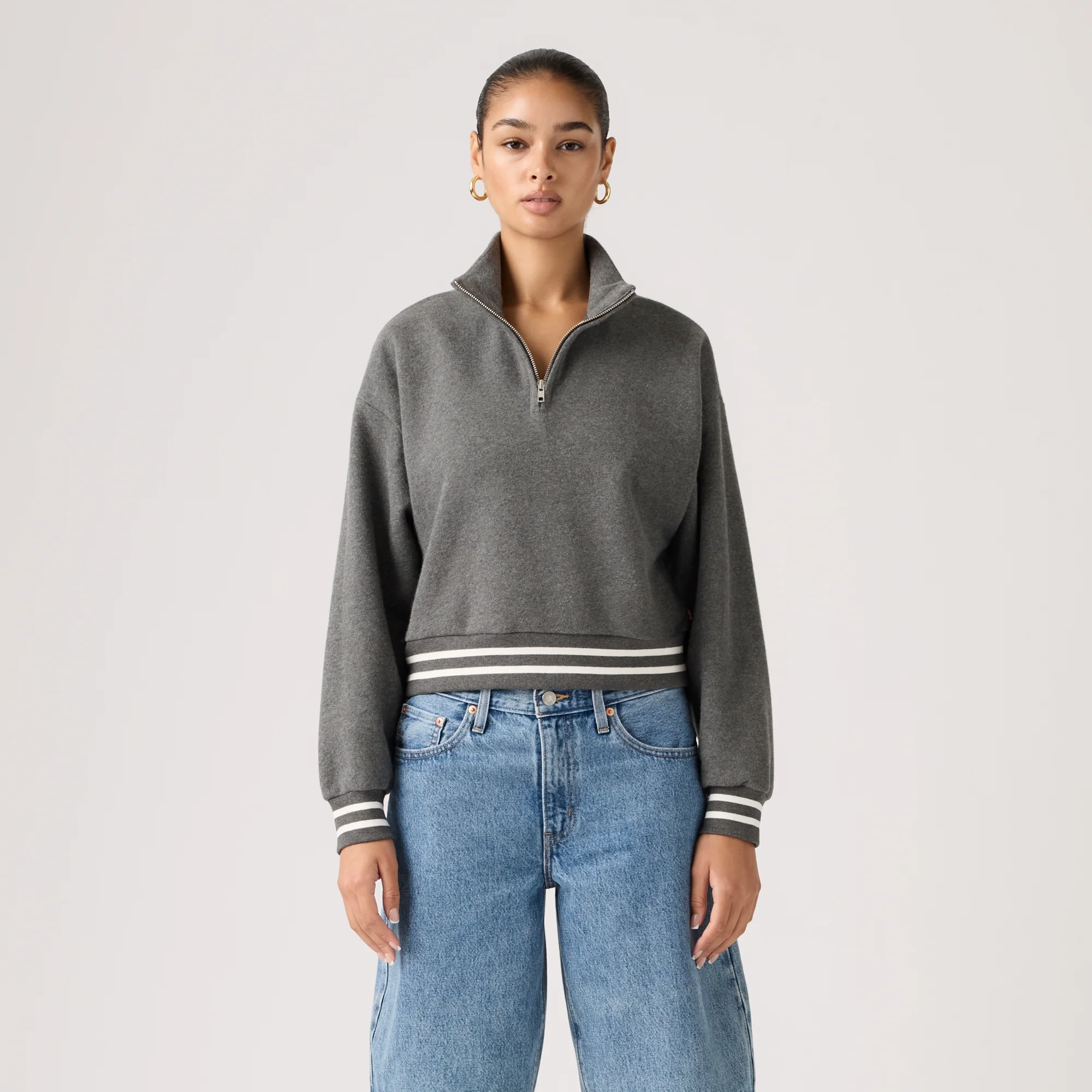 LEVI'S® WOMEN'S EVERYDAY QUARTER ZIP SWEATSHIRT - GREY - Image 2