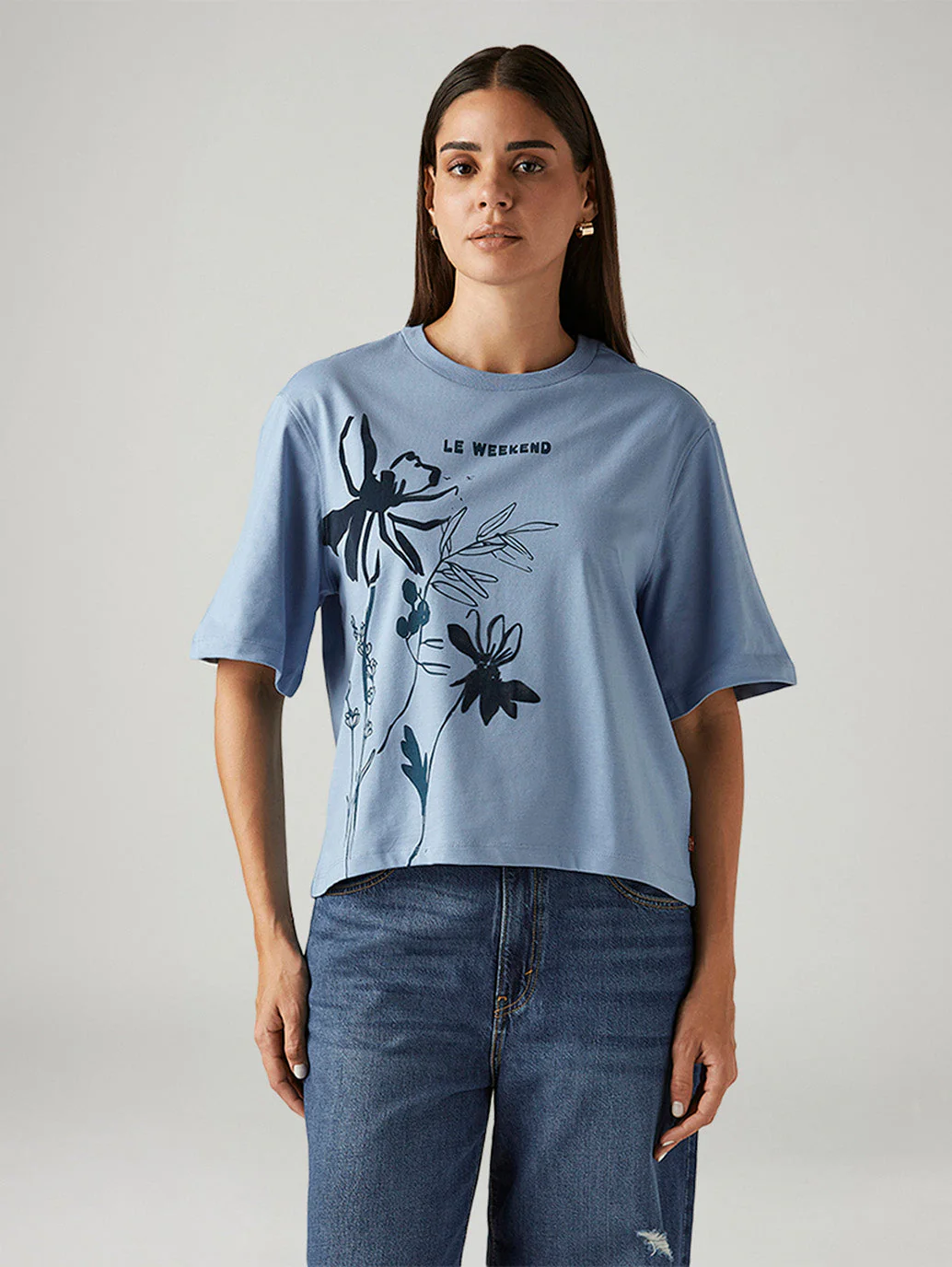 LEVI'S®  WOMEN'S FLORAL RELAXED FIT T-SHIRT - BLUE - Image 2