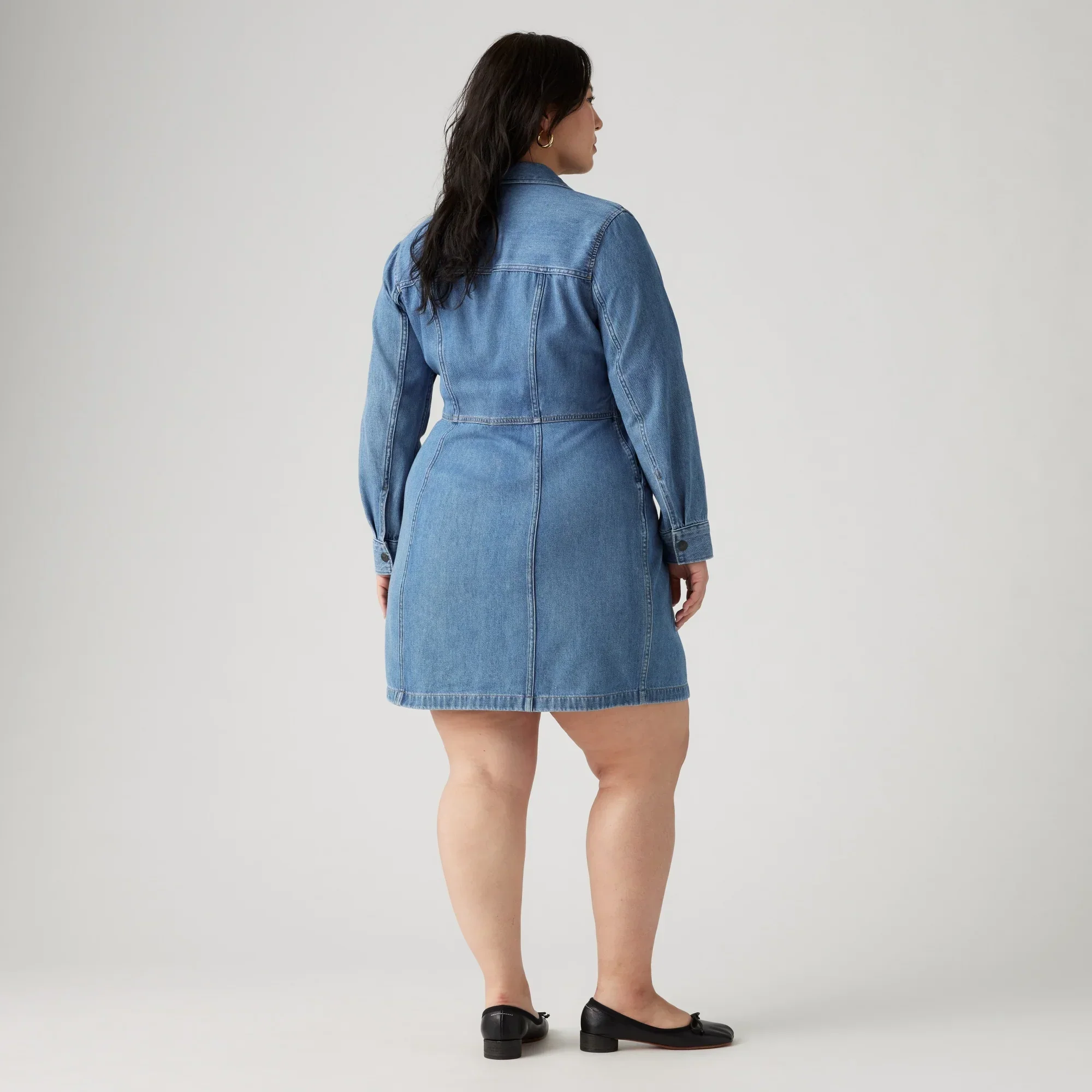 LEVI'S® WOMEN'S FLYNN WESTERN DRESS (PLUS SIZE) - MED INDIGO - WORN IN - Image 3
