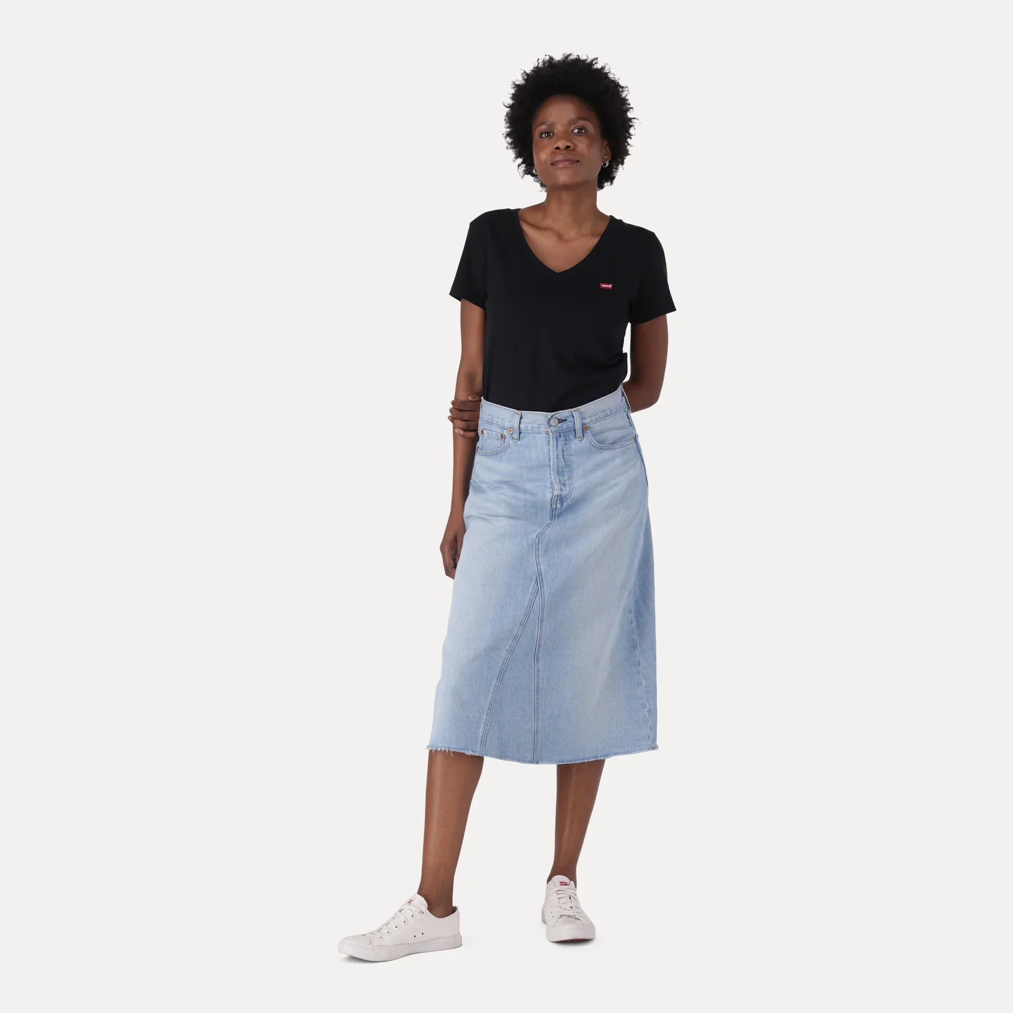 LEVI'S® WOMEN'S HIGH-RISE A-LINE DECONSTRUCTED SKIRT - LIGHT INDIGO - FLAT FINISH - Image 10