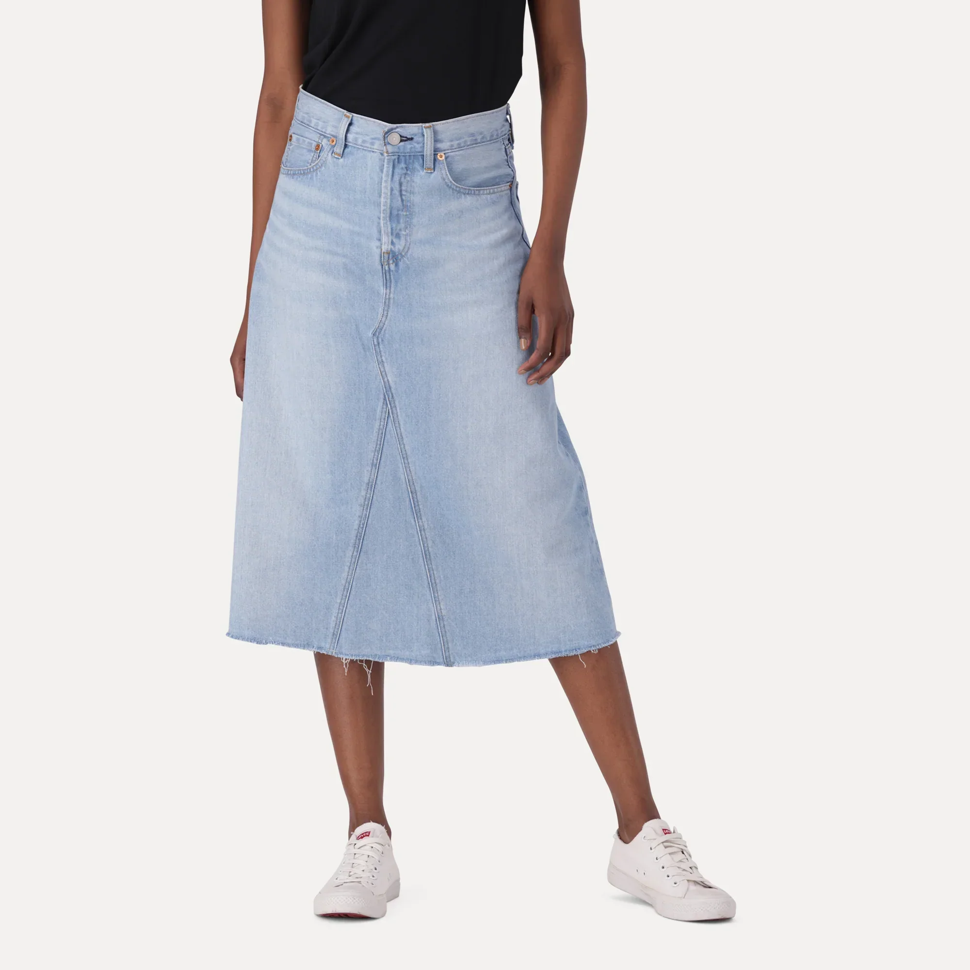 LEVI'S® WOMEN'S HIGH-RISE A-LINE DECONSTRUCTED SKIRT - LIGHT INDIGO - FLAT FINISH - Image 6