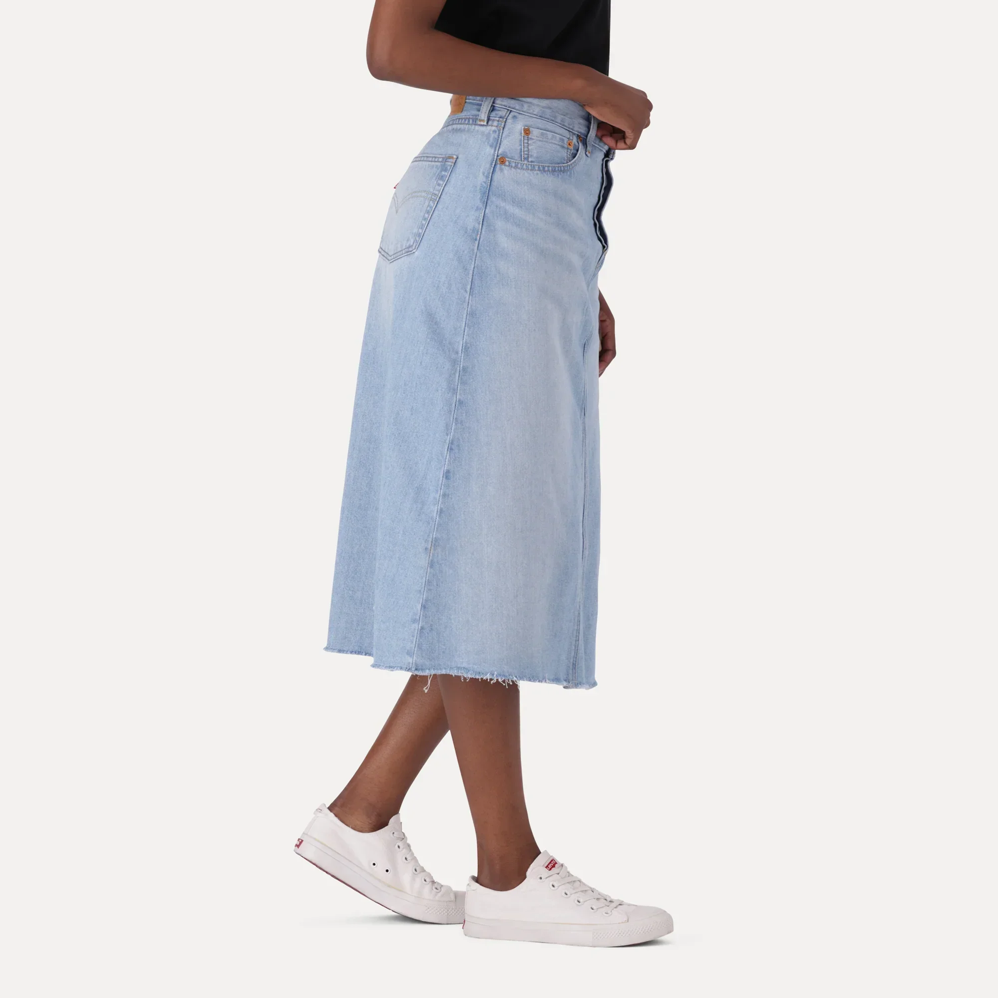 LEVI'S® WOMEN'S HIGH-RISE A-LINE DECONSTRUCTED SKIRT - LIGHT INDIGO - FLAT FINISH - Image 8