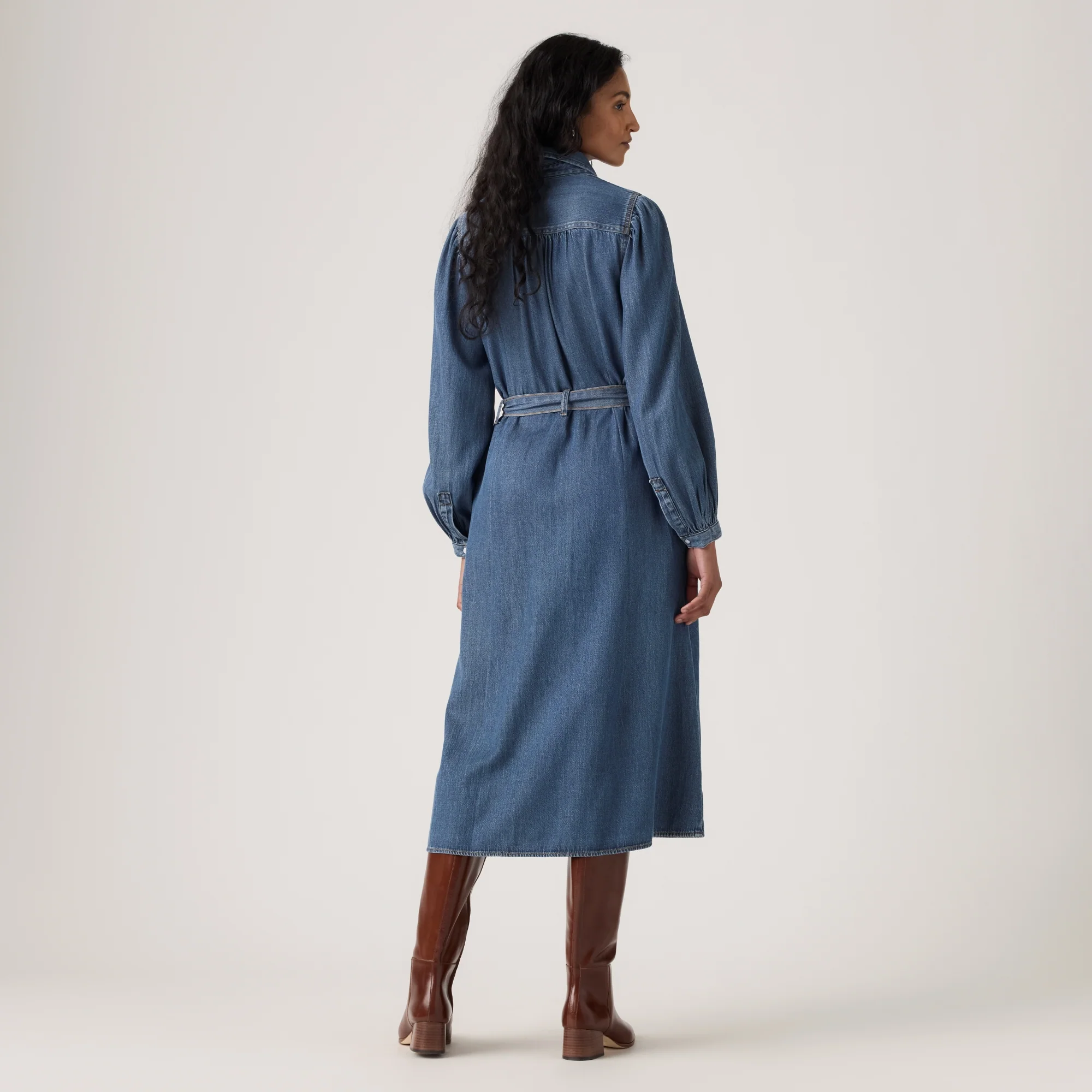 LEVI'S® WOMEN'S JOURNEY LONG-SLEEVE MAXI DRESS - MED INDIGO - FLAT FINISH - Image 3