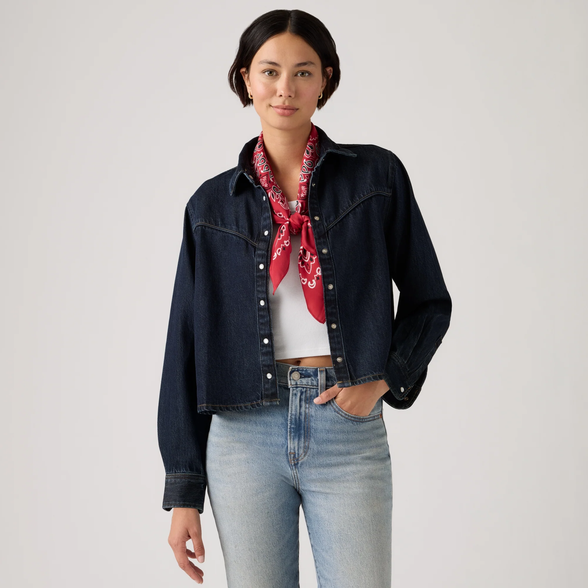 LEVI'S® WOMEN'S LOGAN LIGHTWEIGHT SHACKET - DARK INDIGO FLAT FINISH