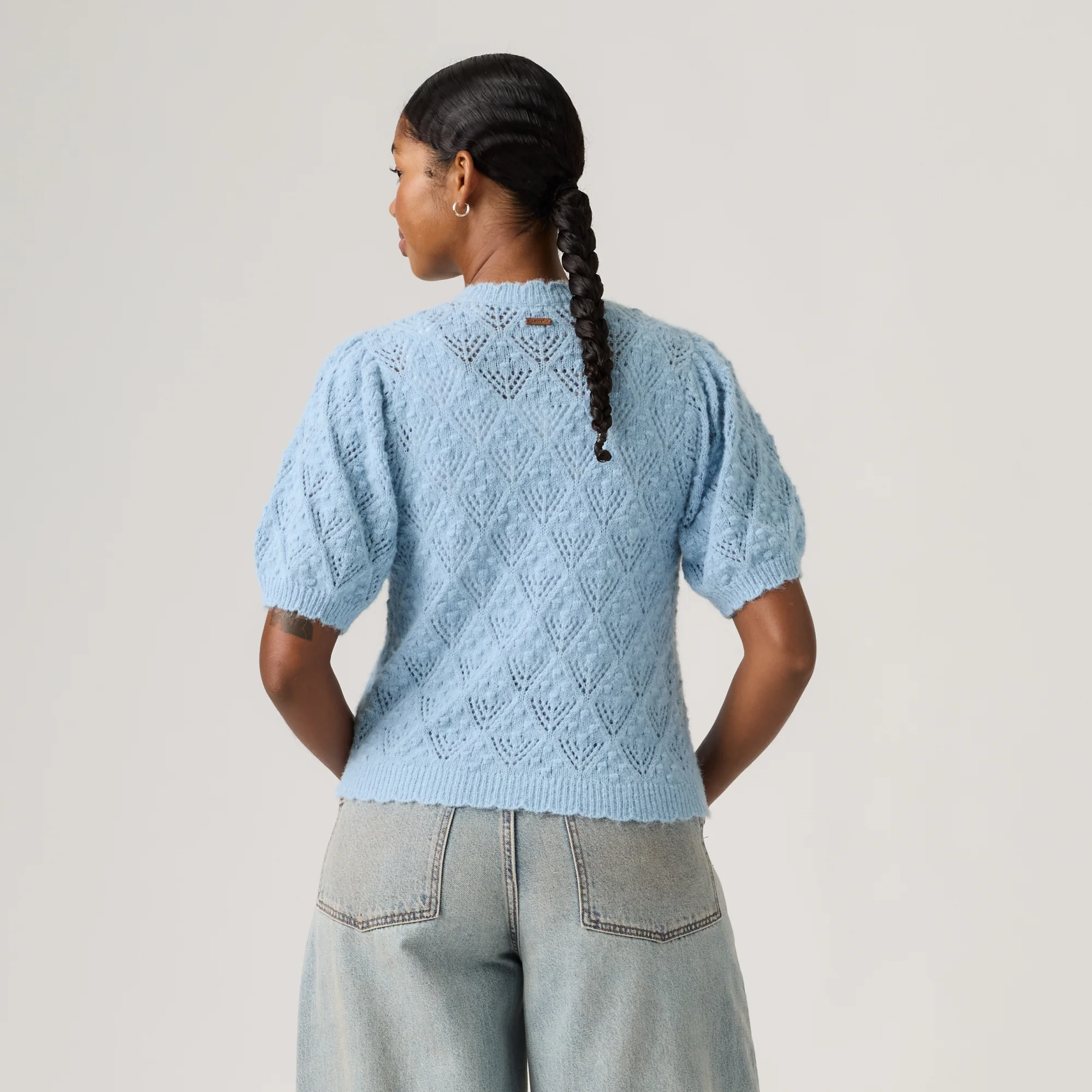 LEVI'S® WOMEN'S PAULINE POINTELLE SHORT-SLEEVE CARDIGAN - BLUE - Image 3