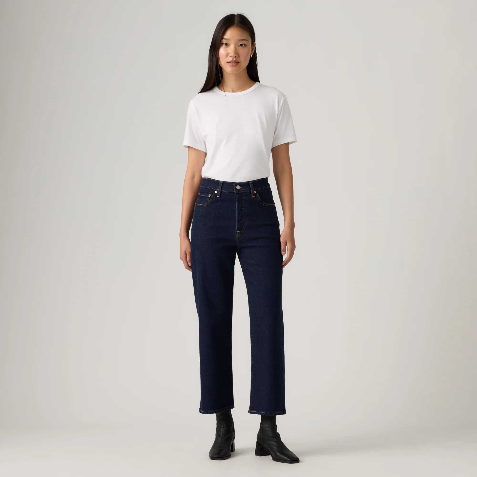 LEVI'S® WOMEN'S RIBCAGE STRAIGHT ANKLE JEANS - DARK INDIGO - FLAT FINISH - Image 2