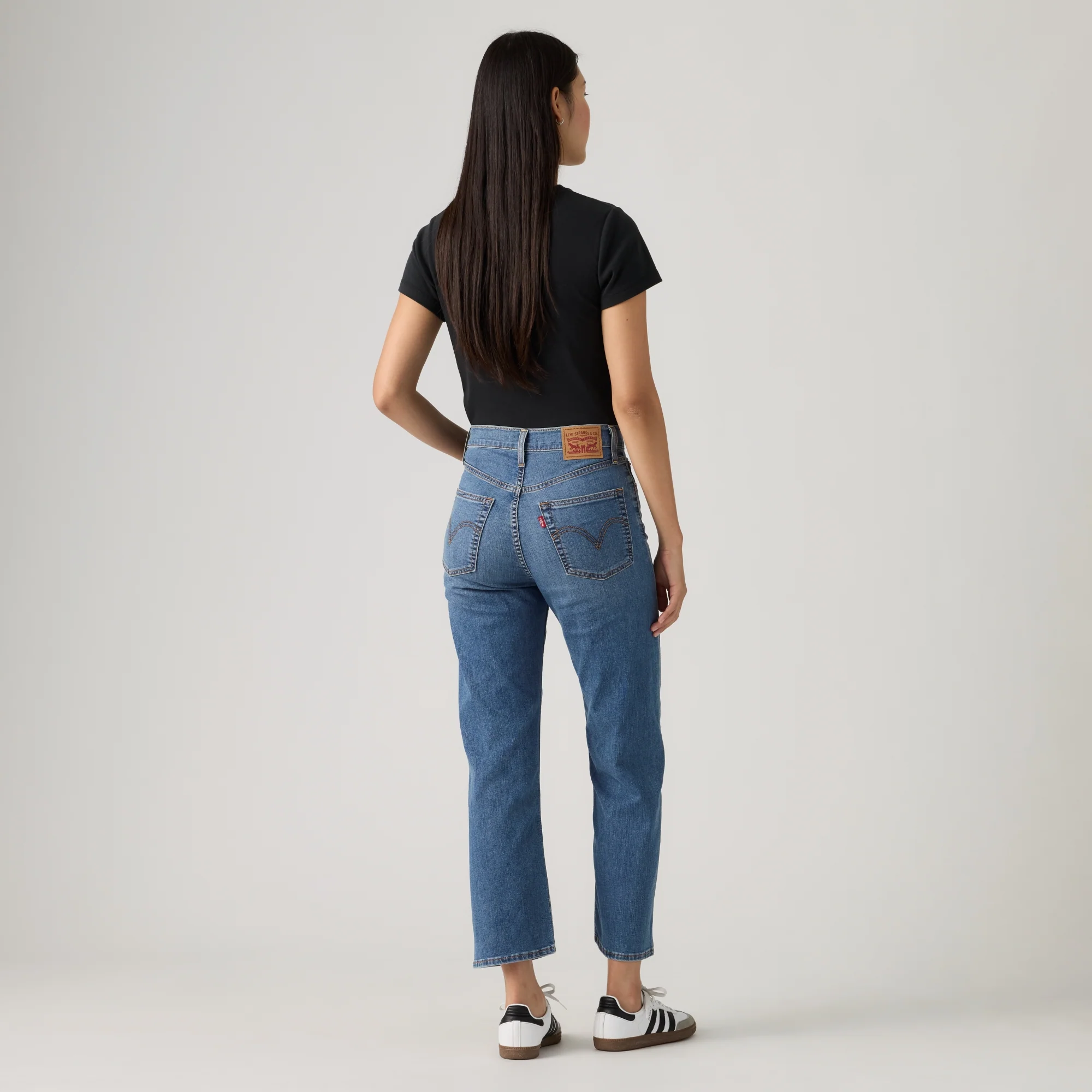 LEVI'S® WOMEN'S RIBCAGE STRAIGHT ANKLE JEANS - MED INDIGO - WORN IN - Image 3