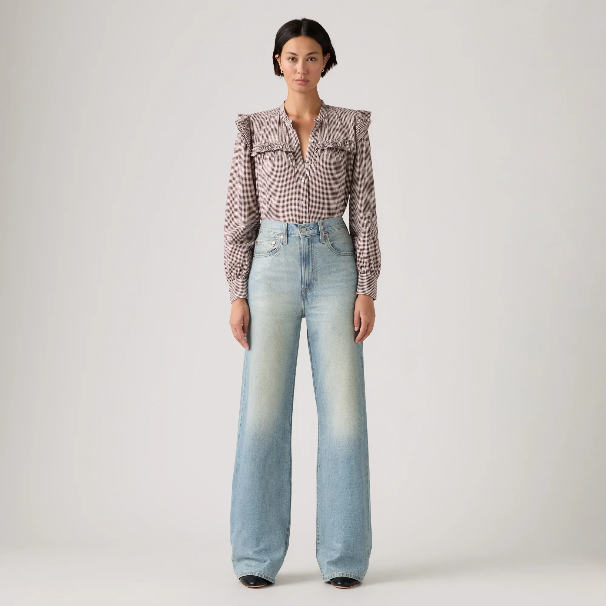 LEVI'S® WOMEN'S RIBCAGE WIDE-LEG JEANS - MED INDIGO - WORN IN - Image 2