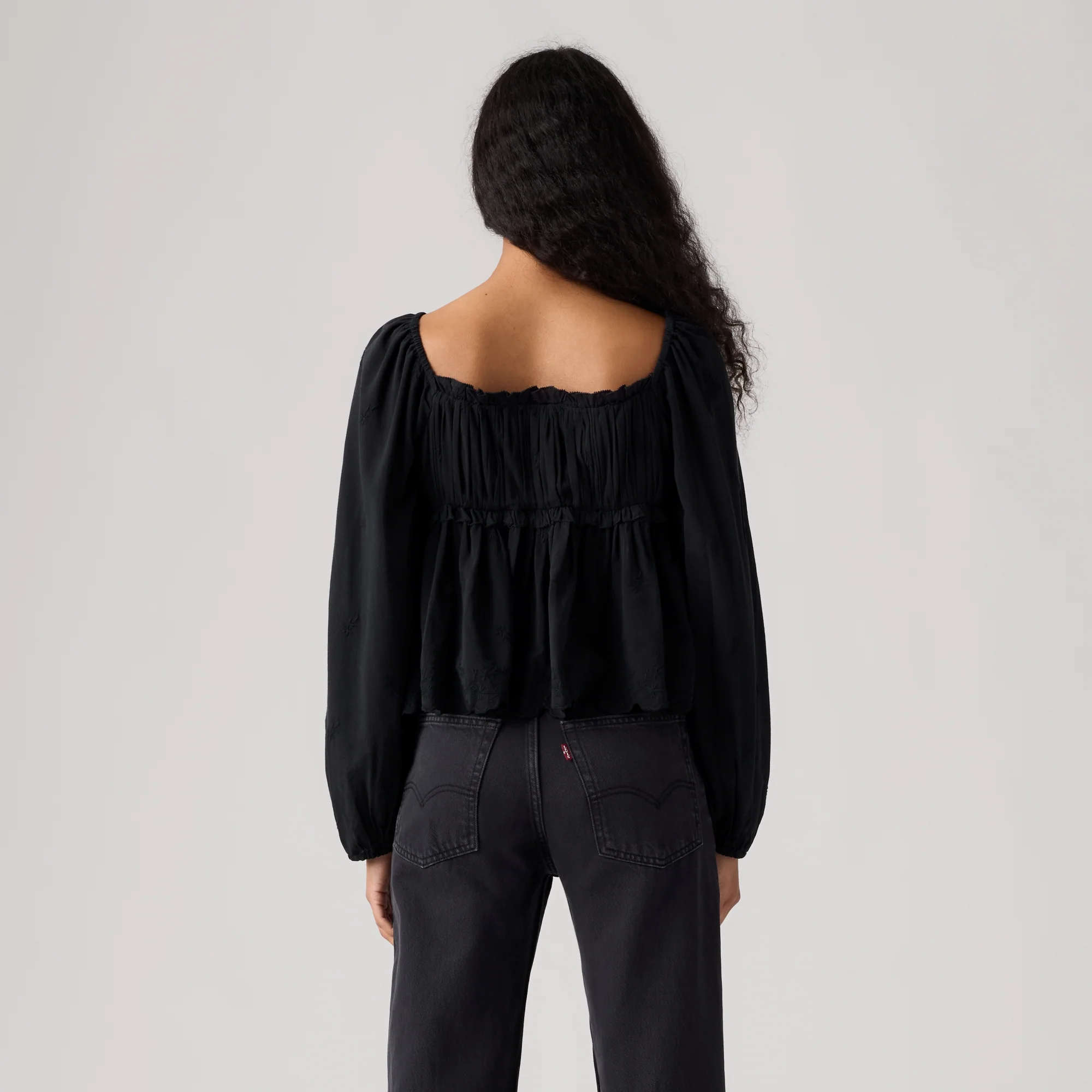 LEVI'S® WOMEN'S RYAN SHORT-SLEEVE CREPE BLOUSE - BLACK - Image 3