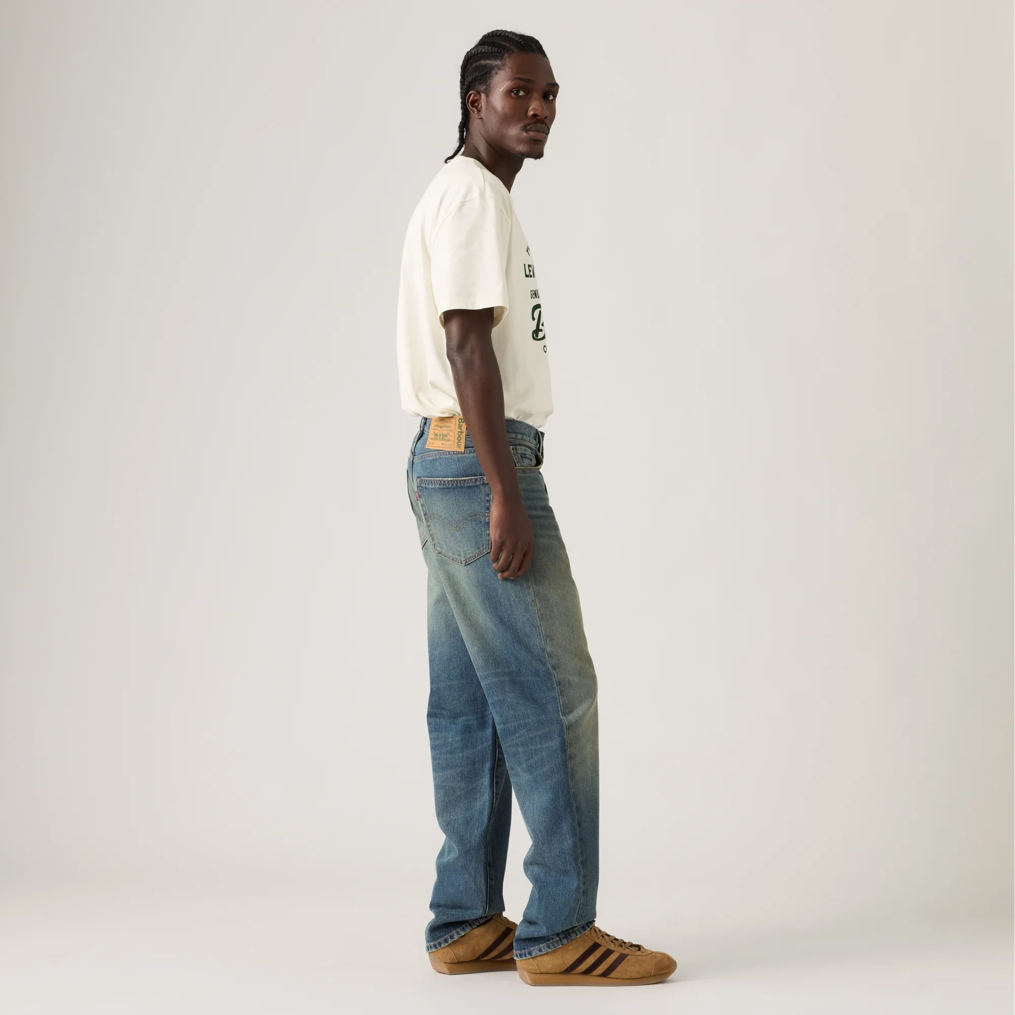 LEVI'S® X BARBOUR MEN'S 568™ LOOSE JEANS - DARK INDIGO FLAT FINISH - Image 4