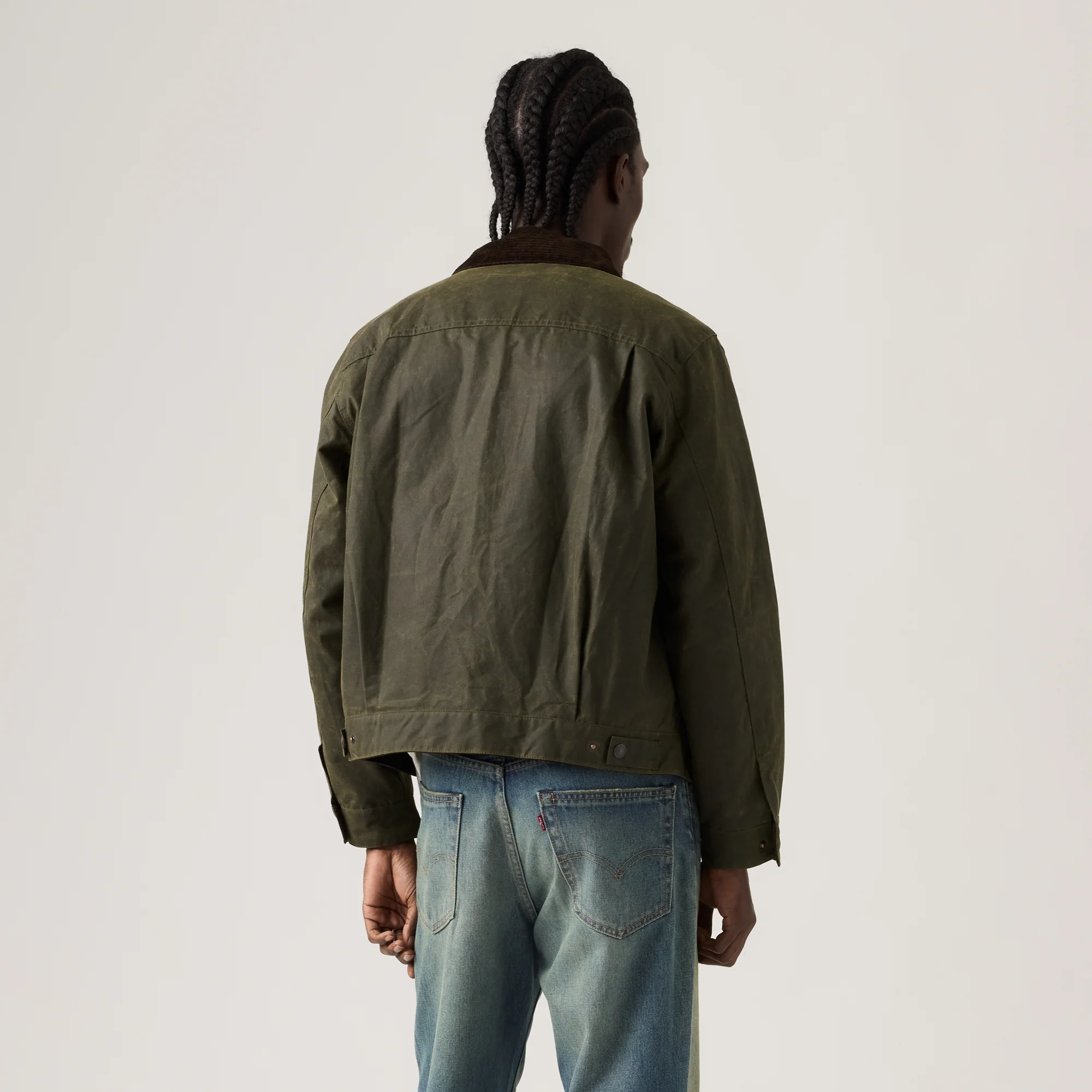LEVI'S® X BARBOUR TYPE II WAXED TRUCKER JACKET - GREEN - Image 3