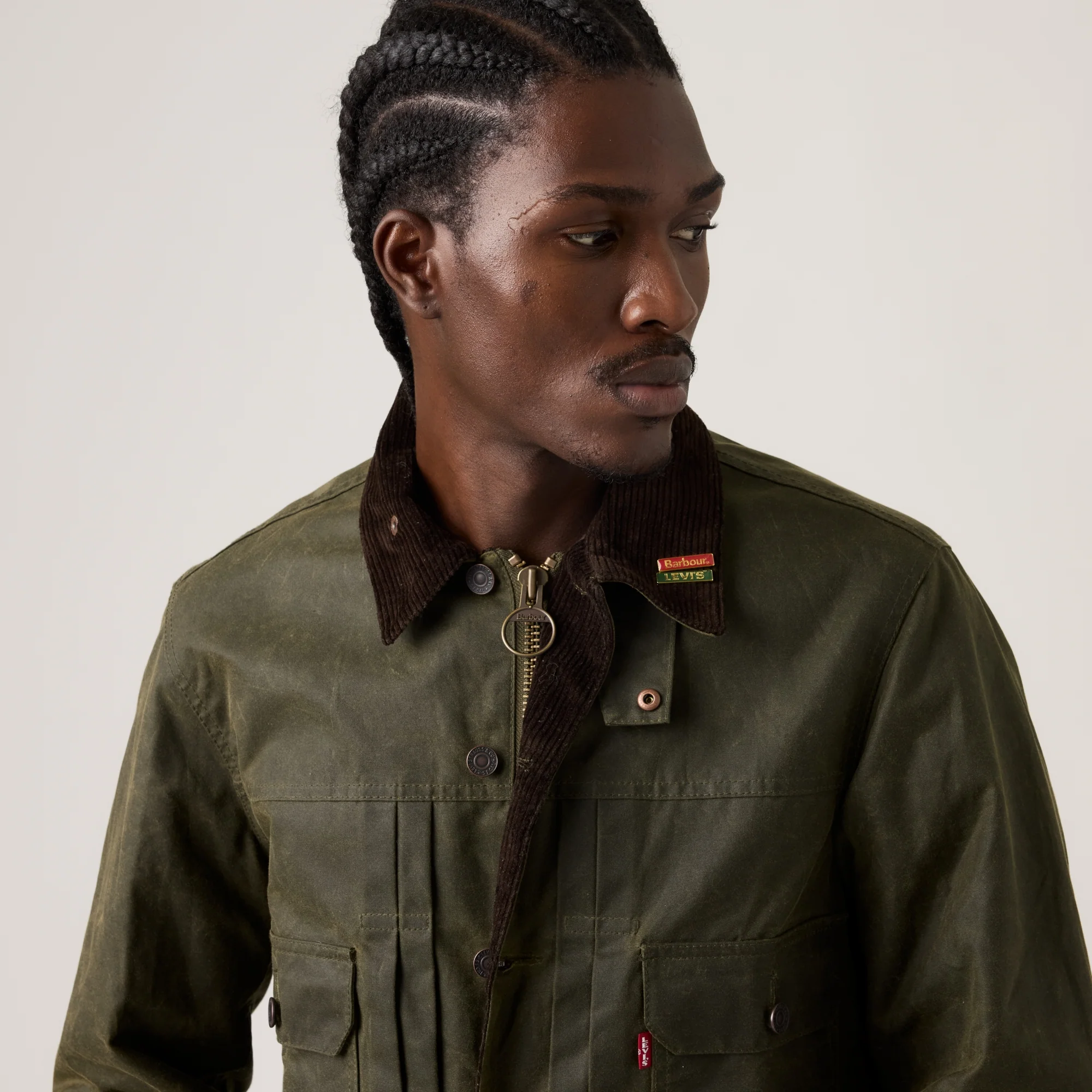LEVI'S® X BARBOUR TYPE II WAXED TRUCKER JACKET - GREEN - Image 4
