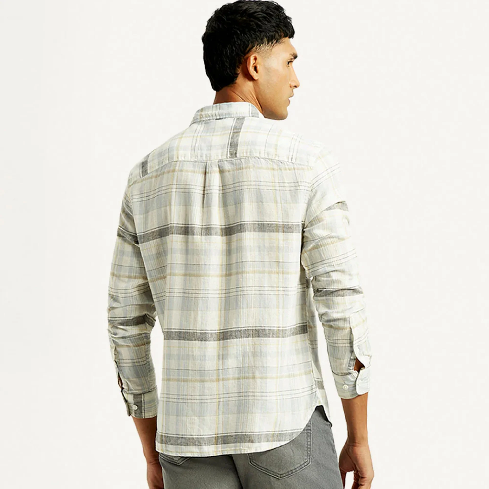 LEVI'S® MEN'S LINEN BLEND PLAID SLIM FIT  SHIRT - MULTI COLOUR - Image 3