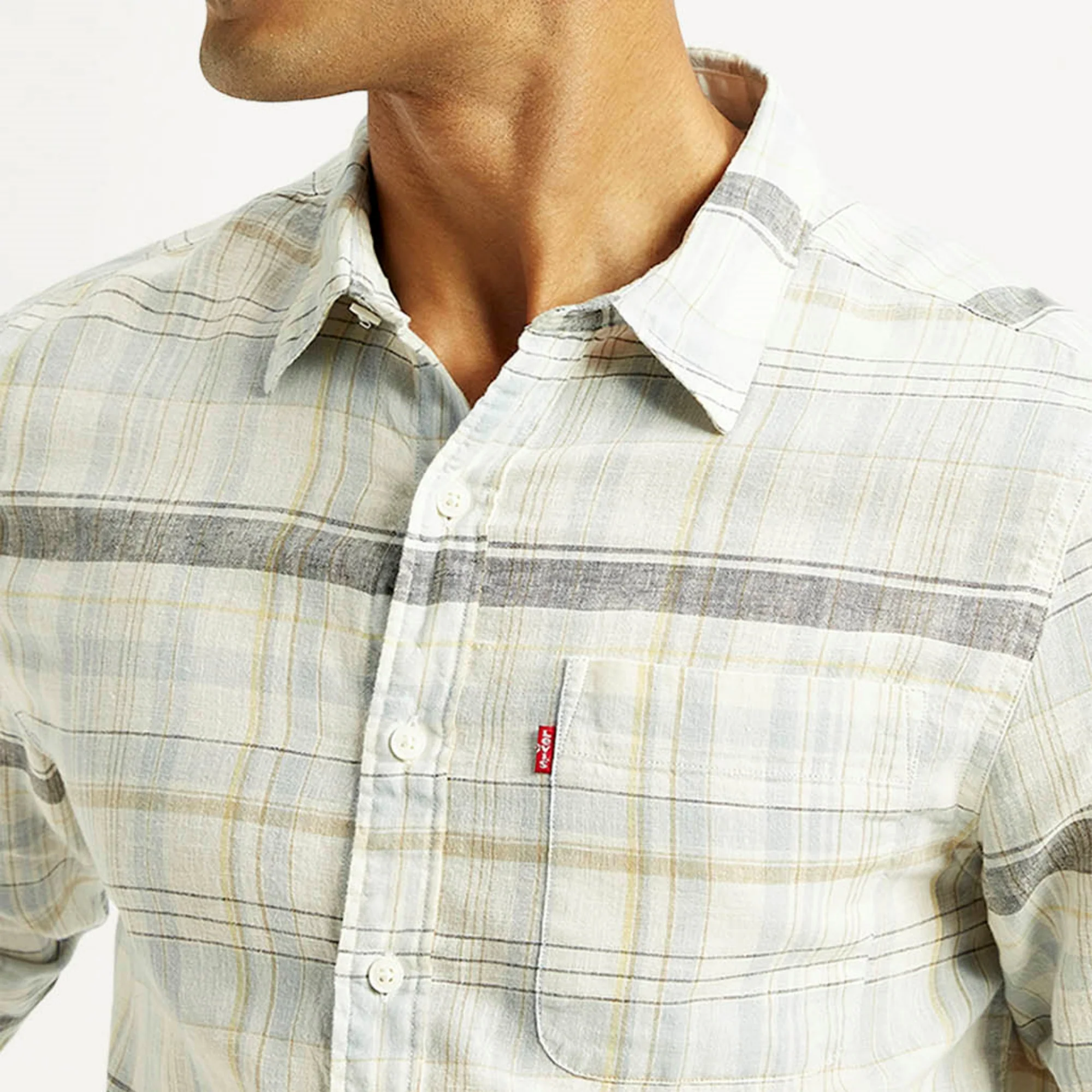 LEVI'S® MEN'S LINEN BLEND PLAID SLIM FIT  SHIRT - MULTI COLOUR - Image 5