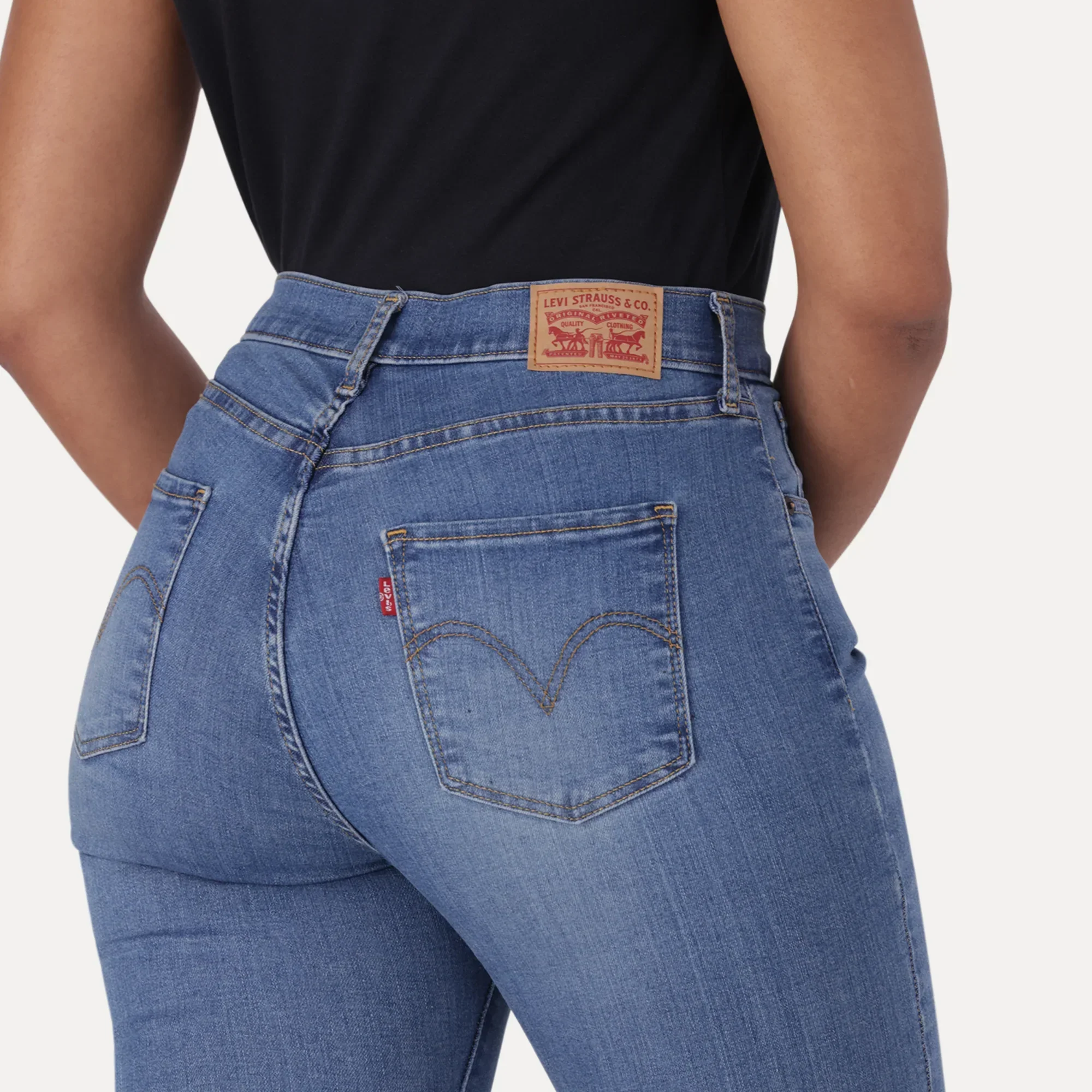 LEVI'S® CURVY HIGH-RISE SUPERSKINNY - MED INDIGO - WORN IN - Image 5