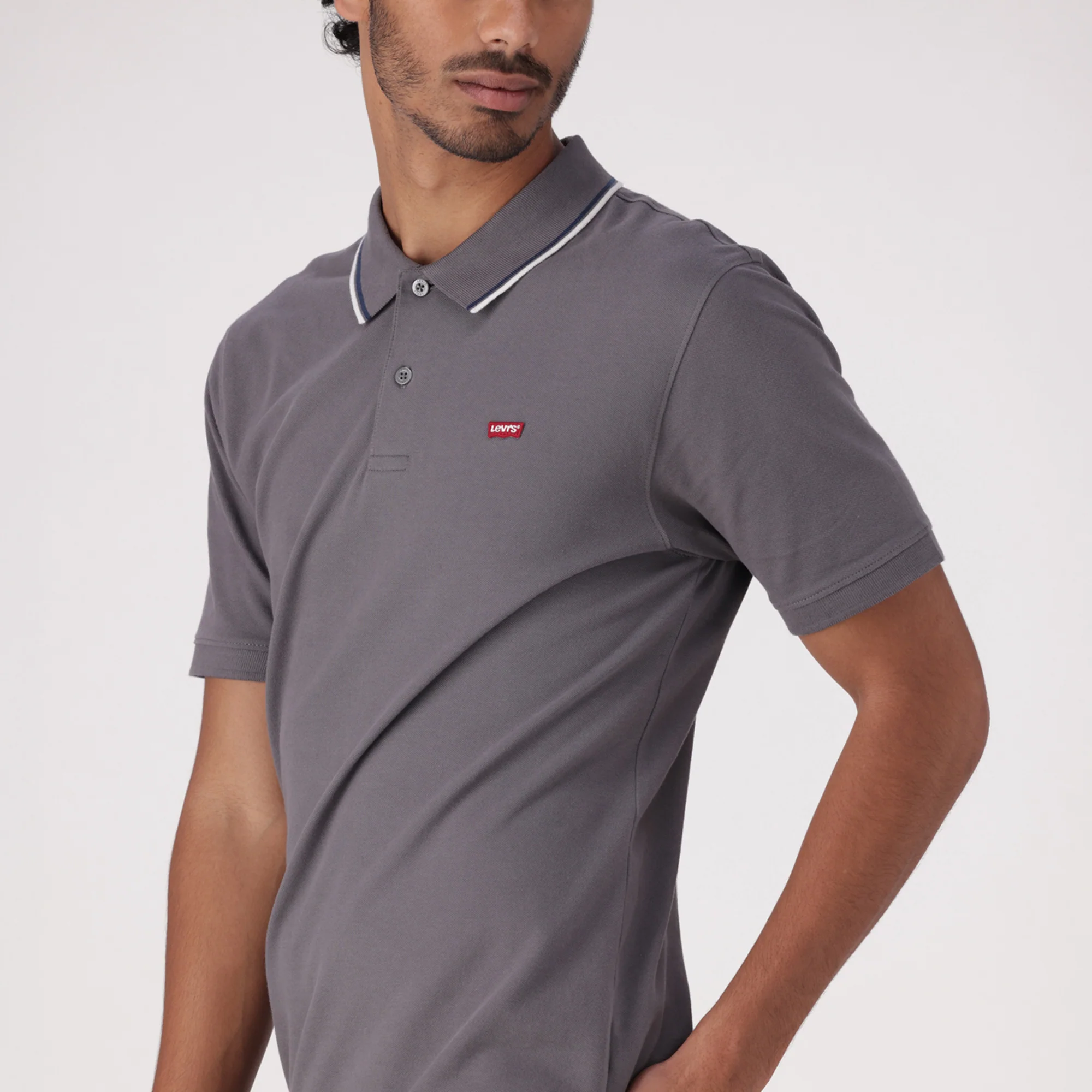 LEVI'S® MEN’S SLIM HOUSEMARK POLO SHIRT - GREY - Image 4