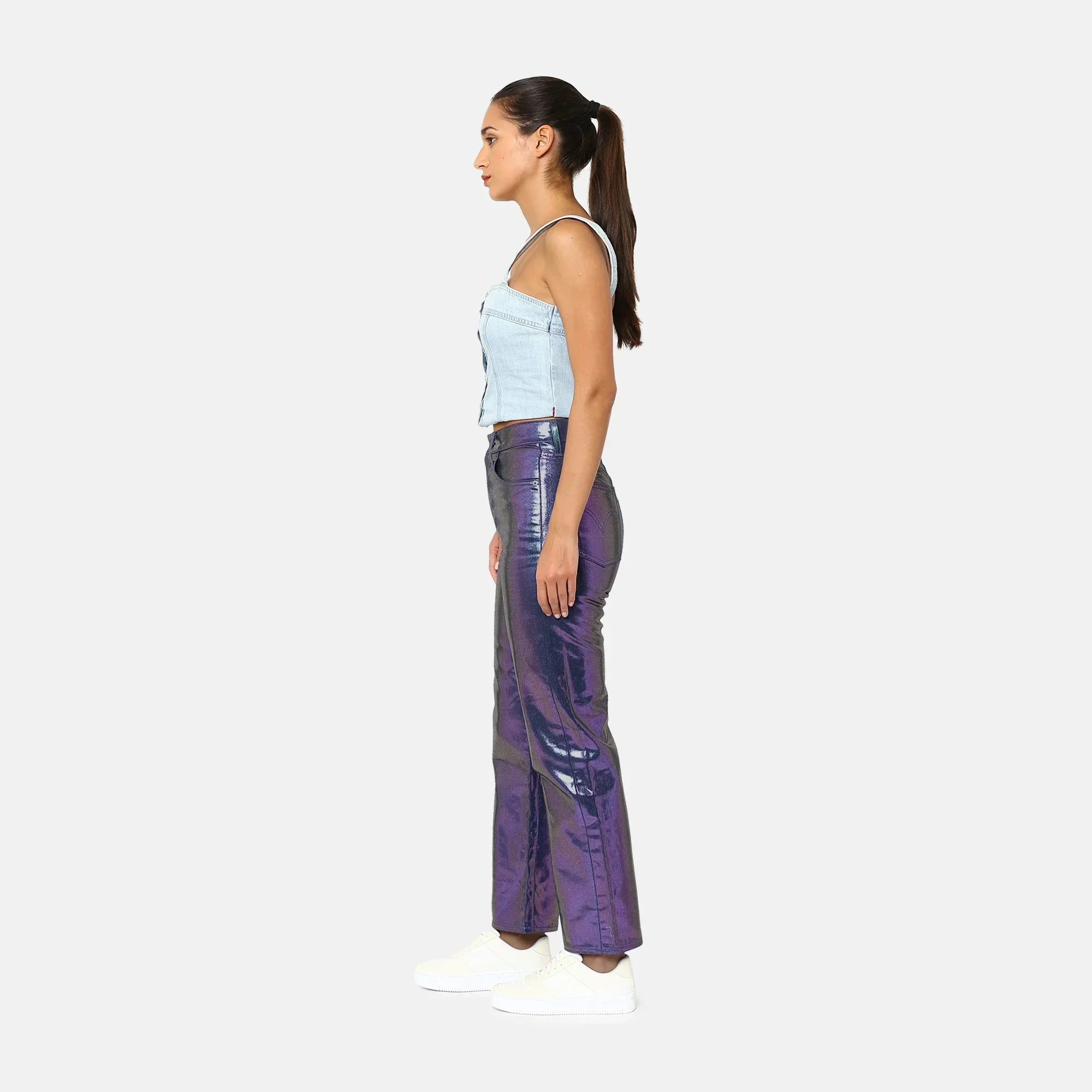 LEVI'S® WOMEN'S RIBCAGE STRAIGHT ANKLE JEANS - PURPLE - Image 3